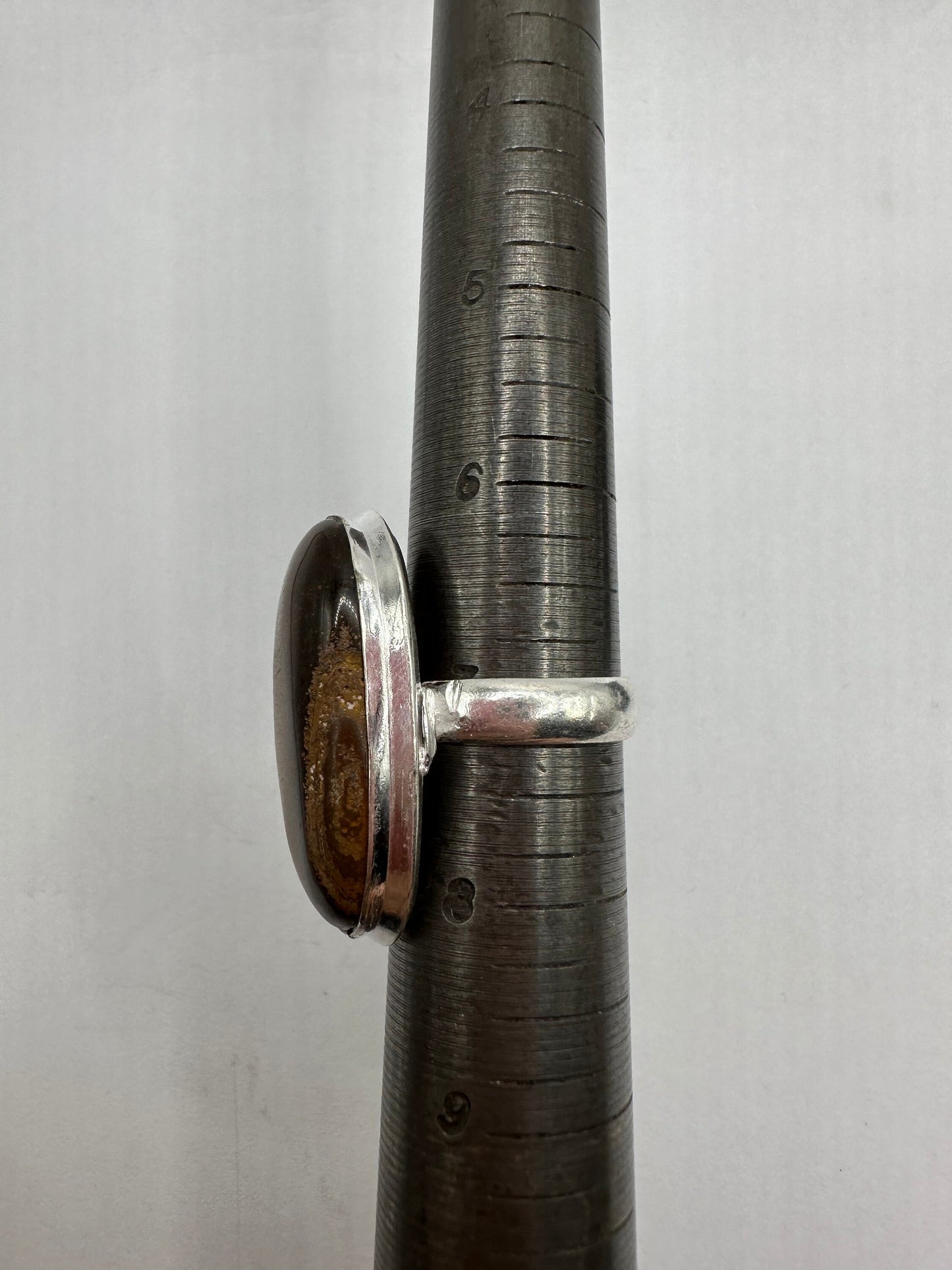 Vintage Tigers Eye Silver Cocktail Ring Size 7