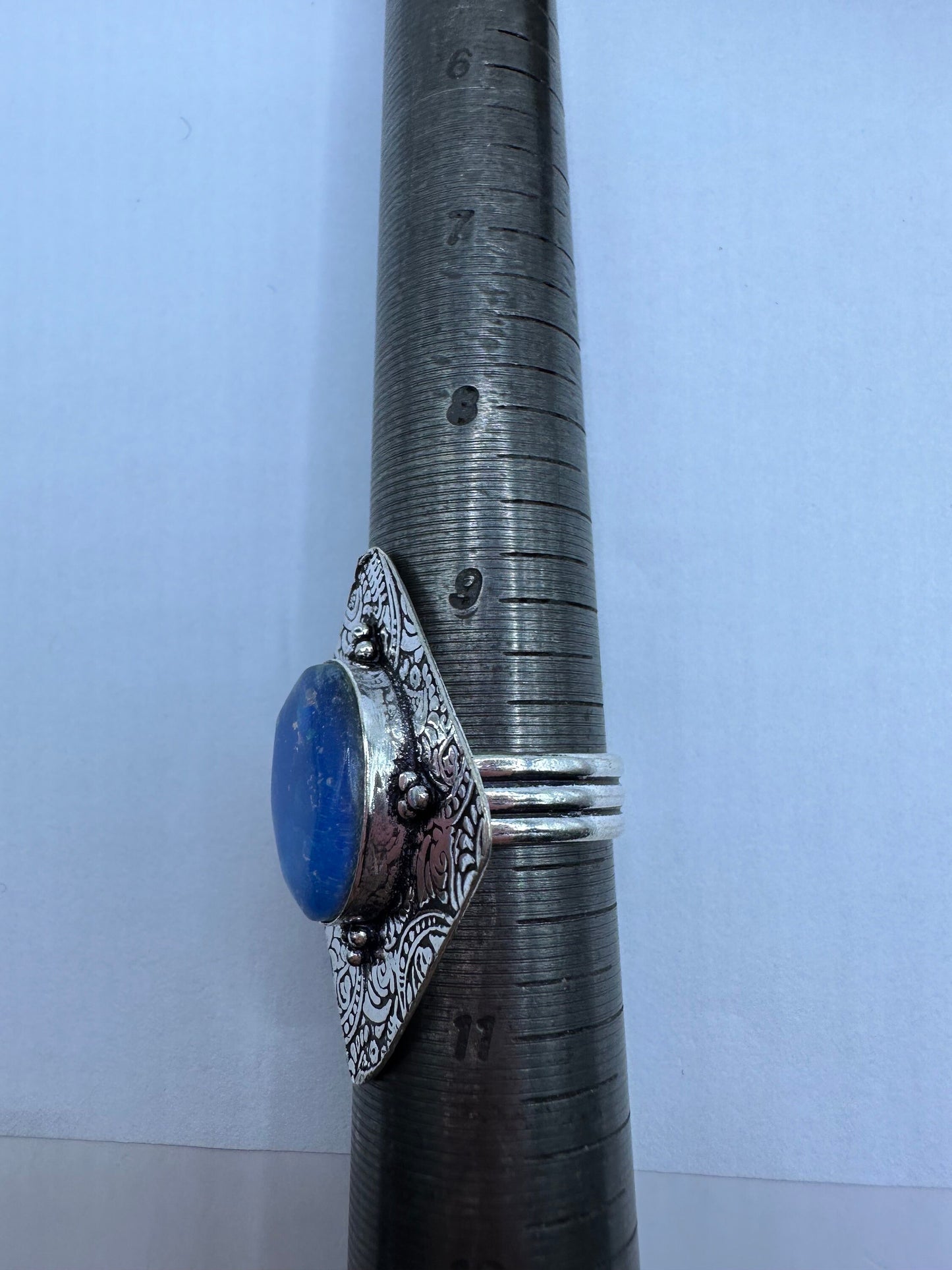 Vintage Aqua Butterfly Wing Art Glass Ring