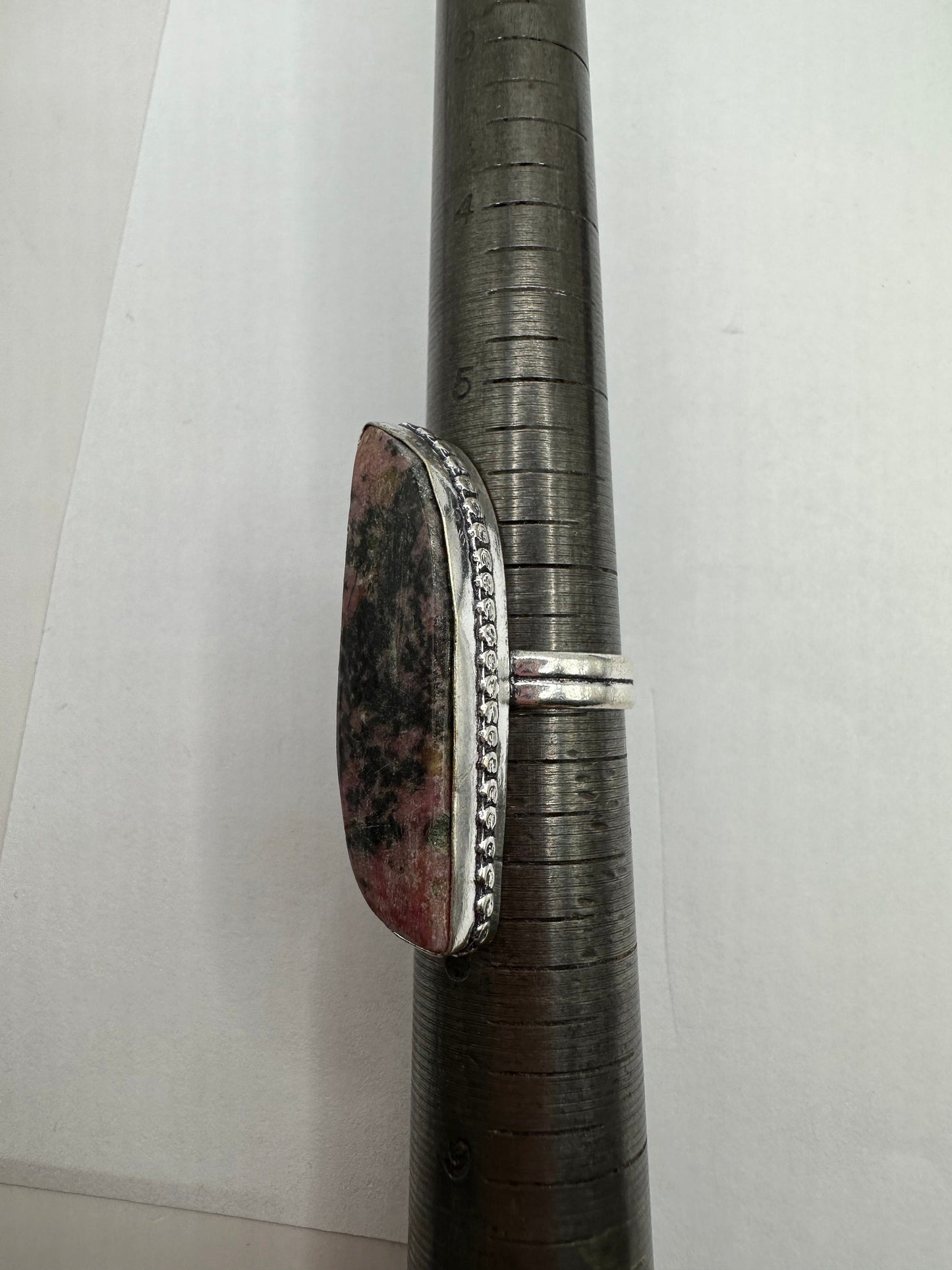 Vintage Pink Rhodocrocite Ring Silver Cocktail