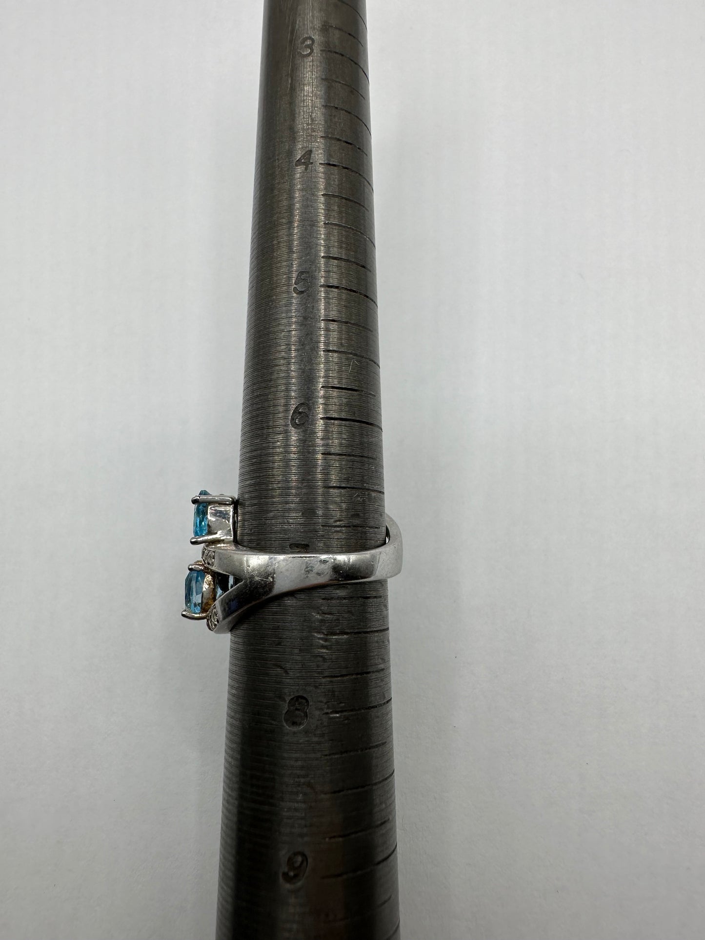 Vintage Genuine Blue Topaz 925 Sterling Silver Ring Size 6.75