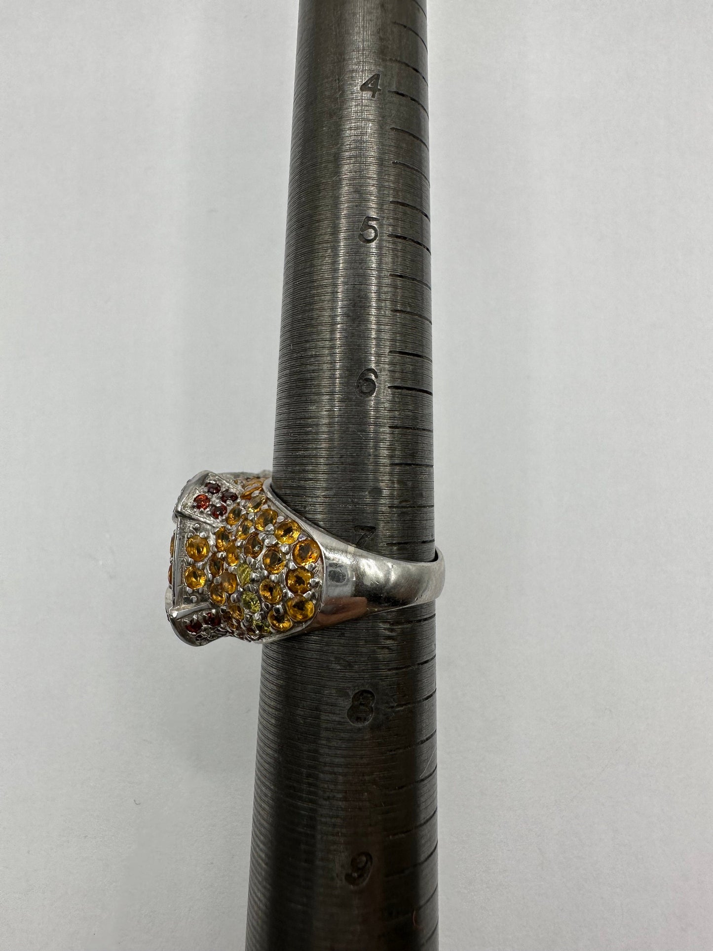 Vintage geniune blue topaz mix gemstone 925 sterling silver cocktail Ring