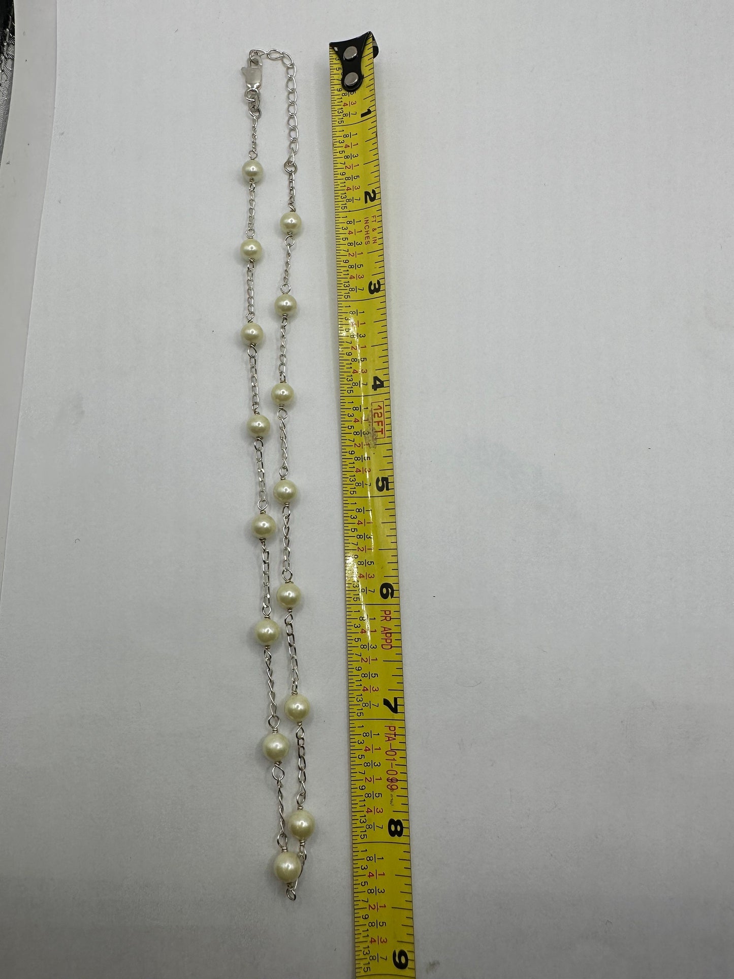 Vintage Choker 925 Sterling Silver Pearl Necklace