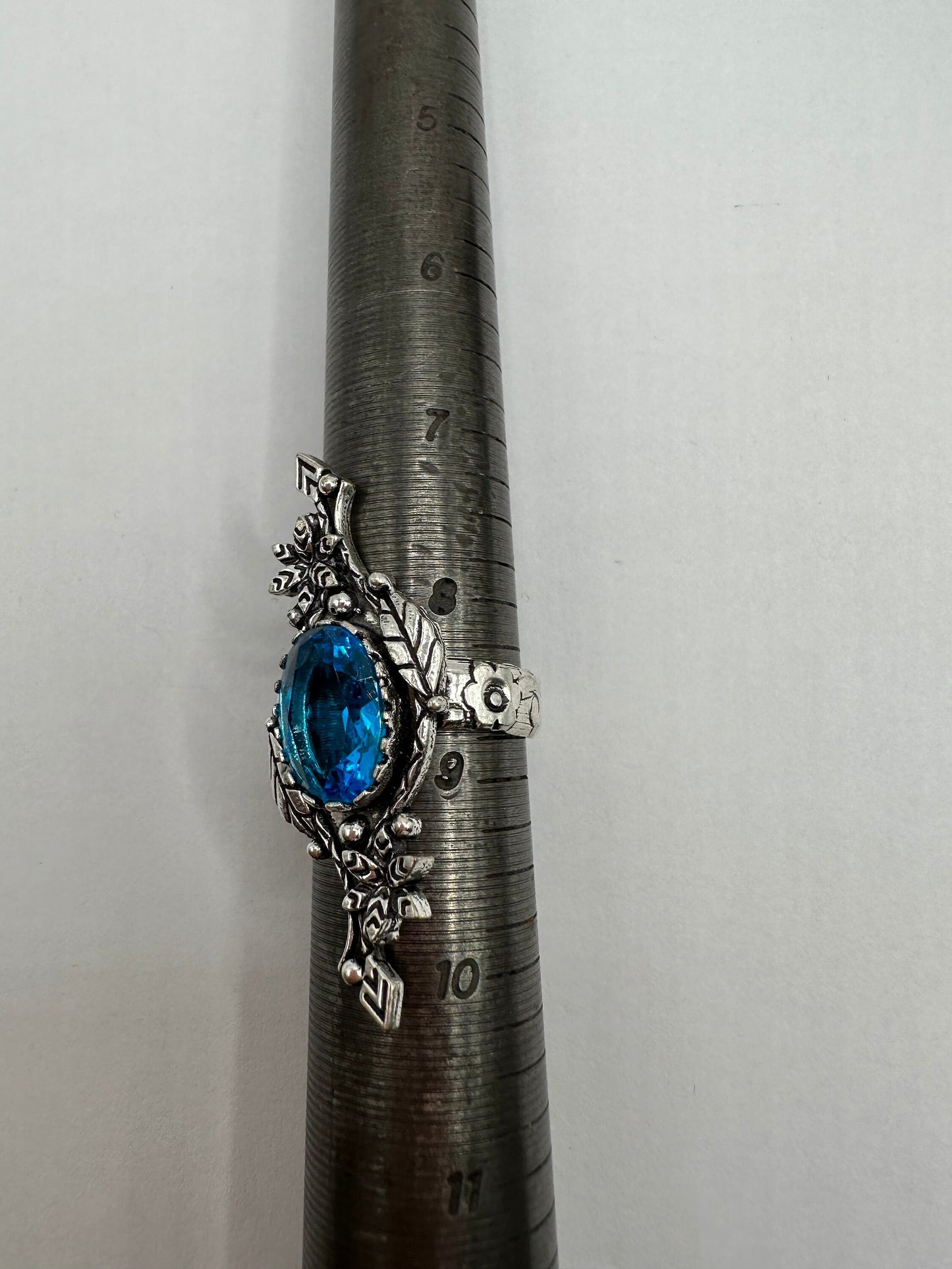 Vintage Aqua Art Glass Boho Cocktail Ring