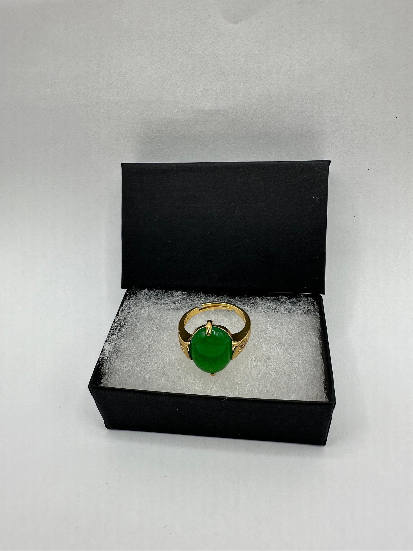 Vintage Lucky Green Nephrite Jade Ring Adjustable