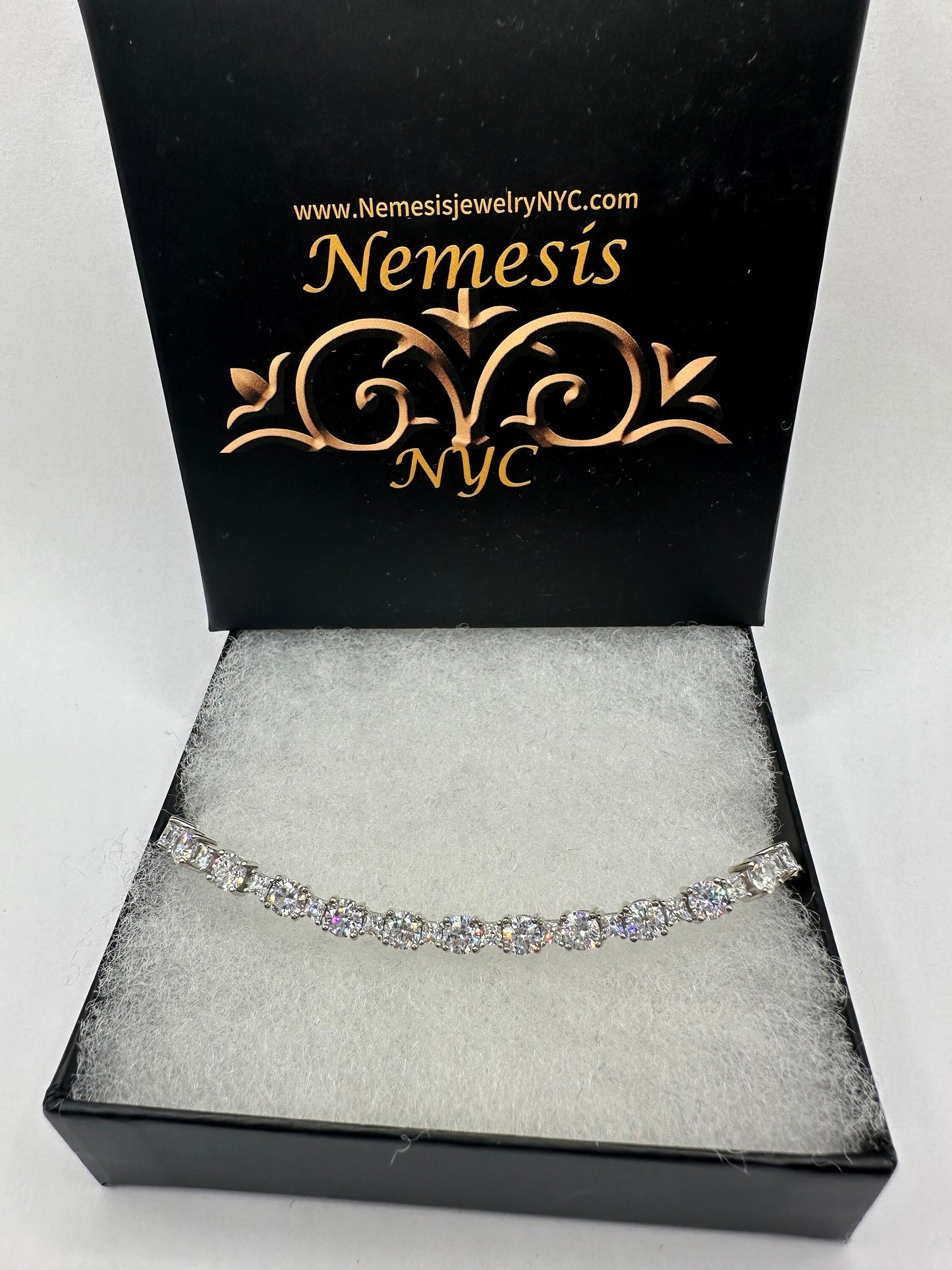 Vintage Cubic Zirconia Bracelet Sterling Silver Tennis