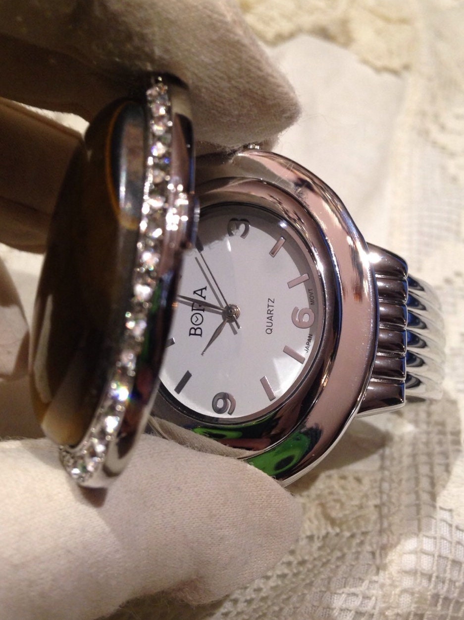 Vintage Tigers Eye Gemstone bangle Bracelet watch