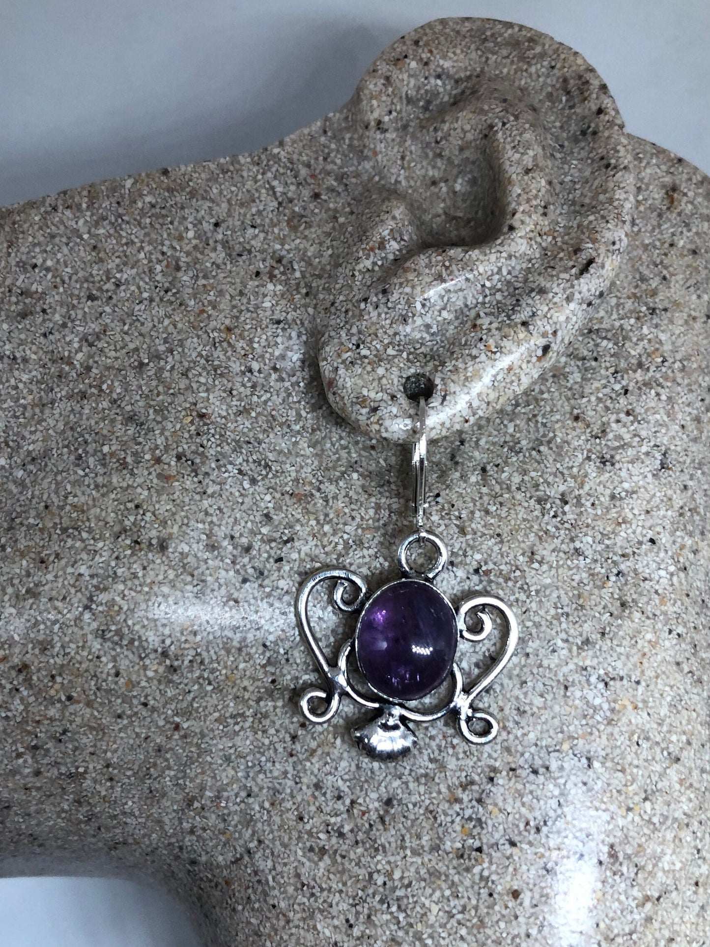 Vintage Sterling Silver Purple Amethyst Earrings