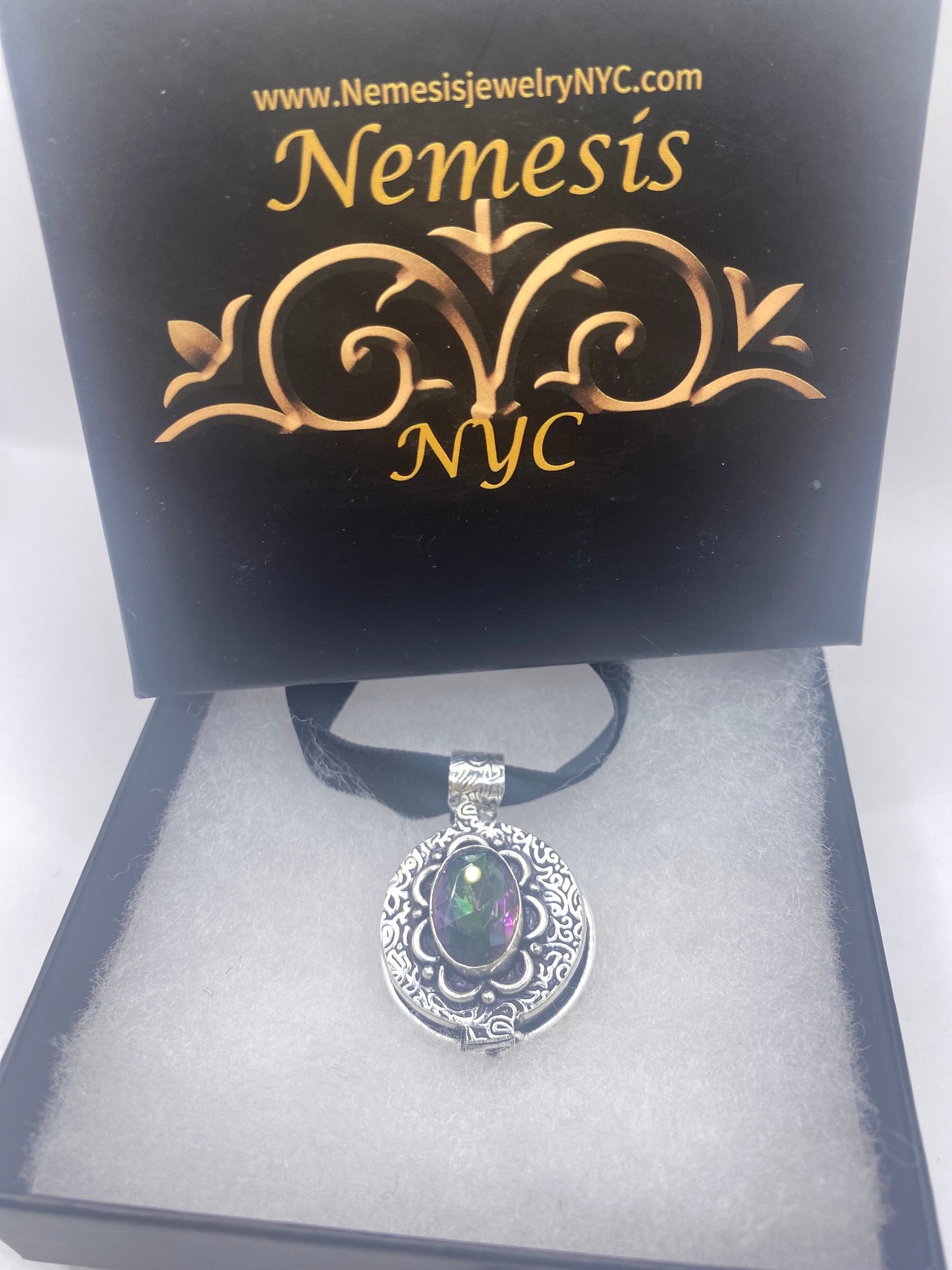 Vintage Deco Poison Box Locket Choker Silver Necklace