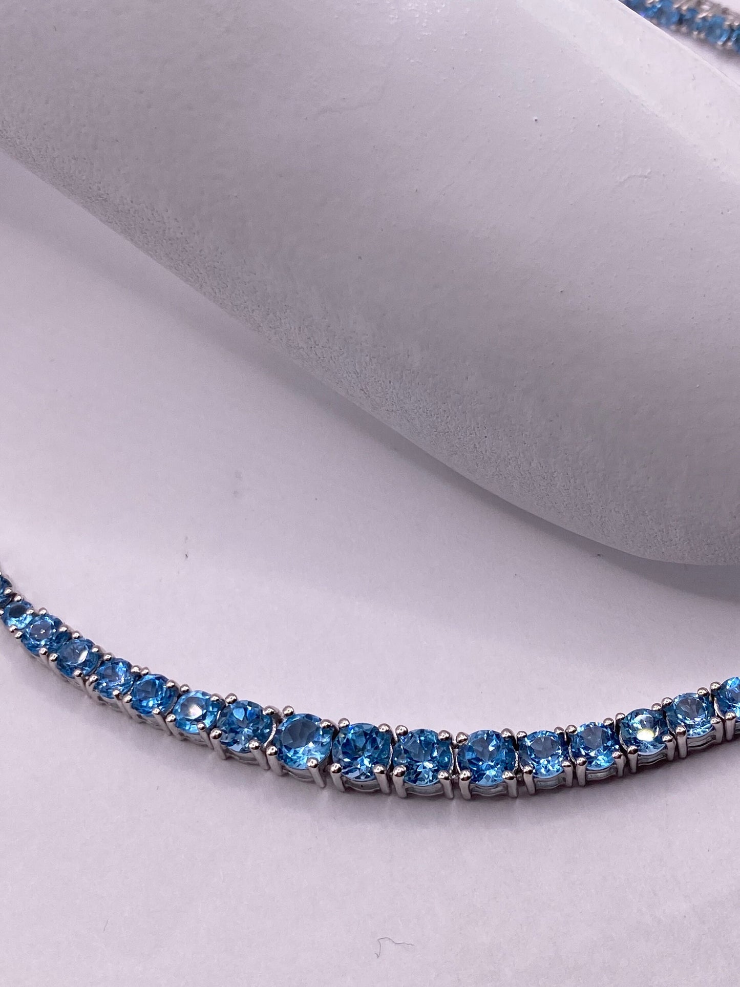 Vintage Blue Topaz Deco 925 Sterling Silver Choker Necklace Vintage