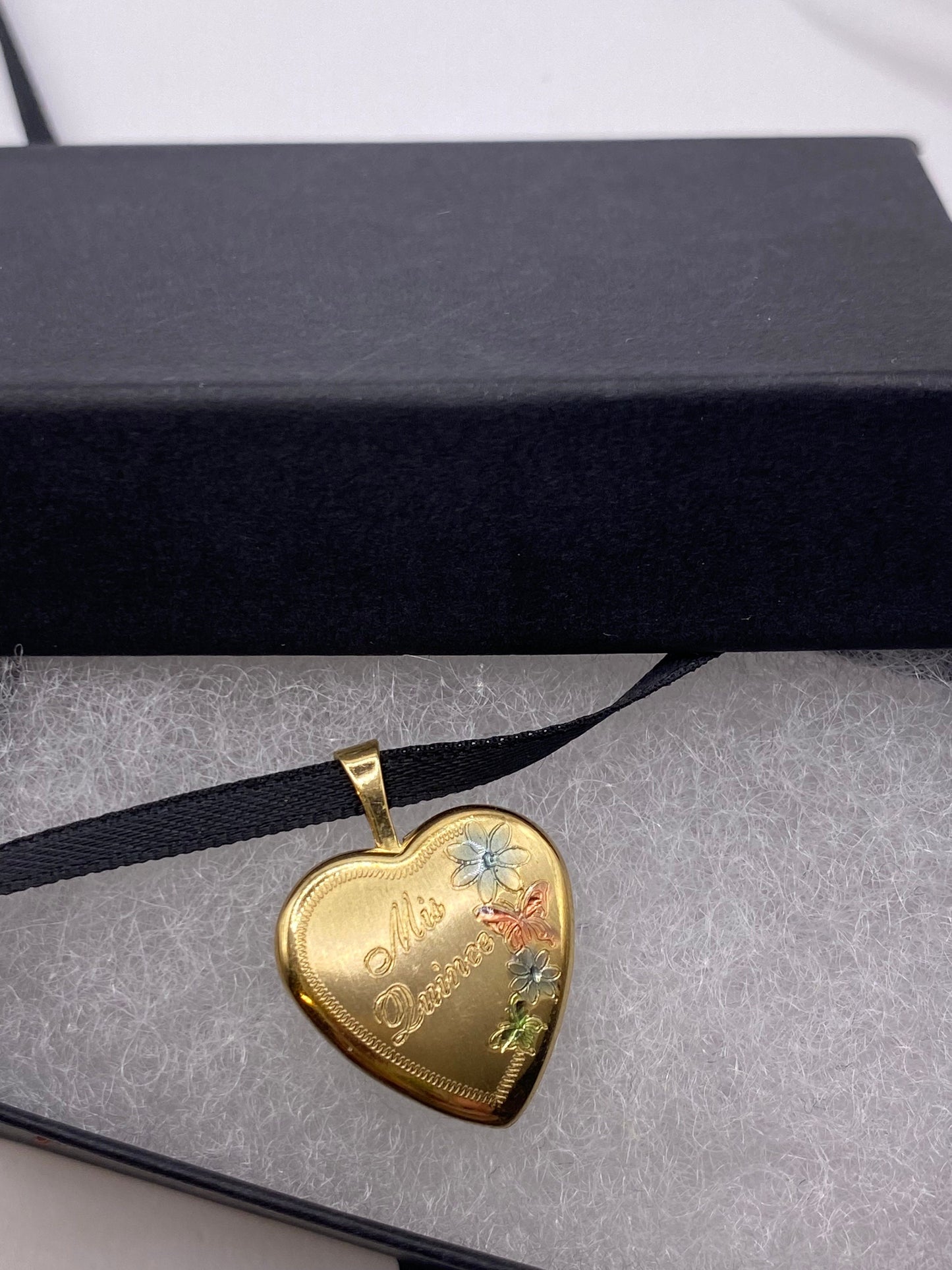 Vintage Heart 15 Years Locket Choker Gold Filled Necklace