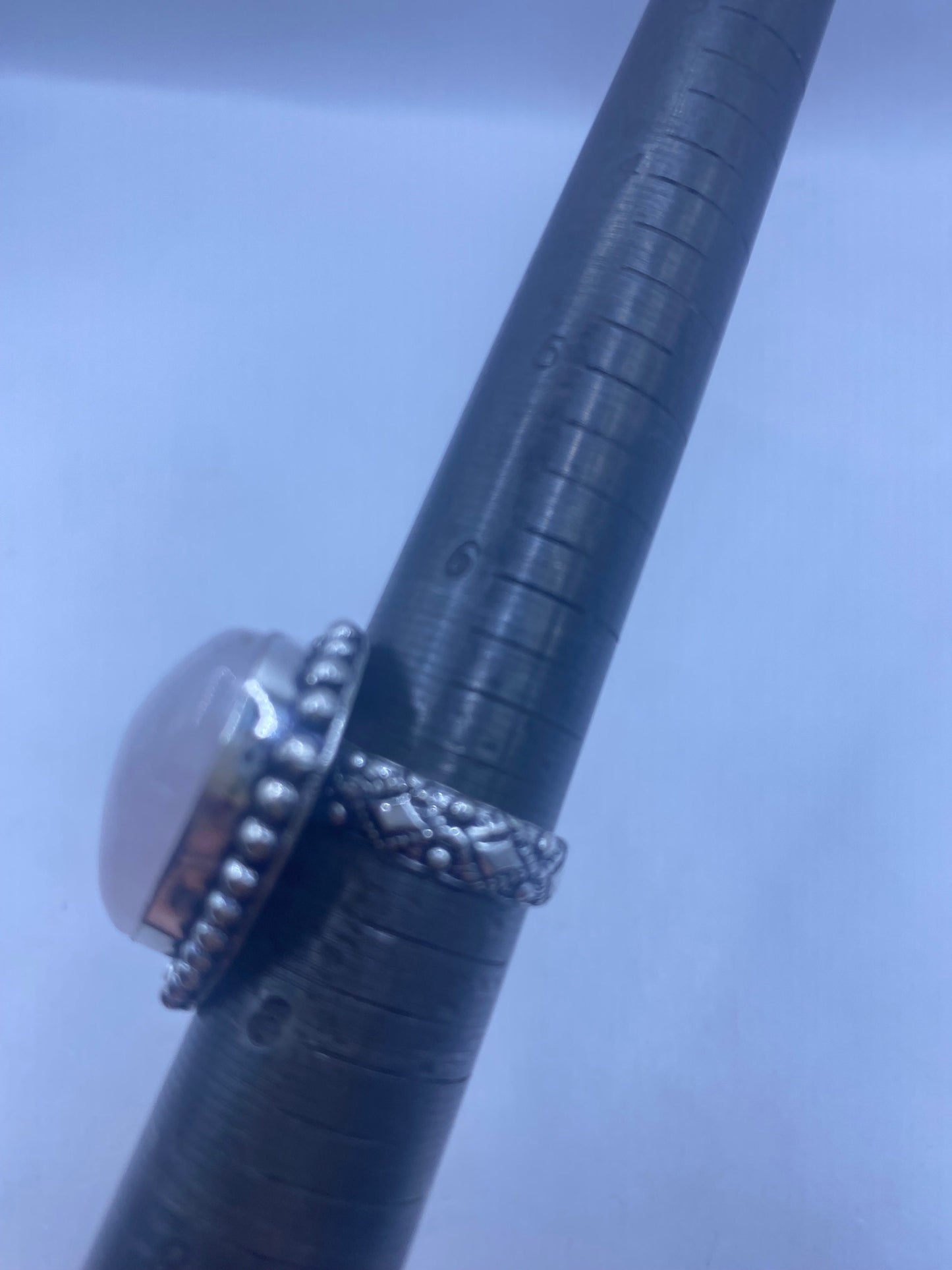 Vintage Genuine Rose Quartz Silver Ring