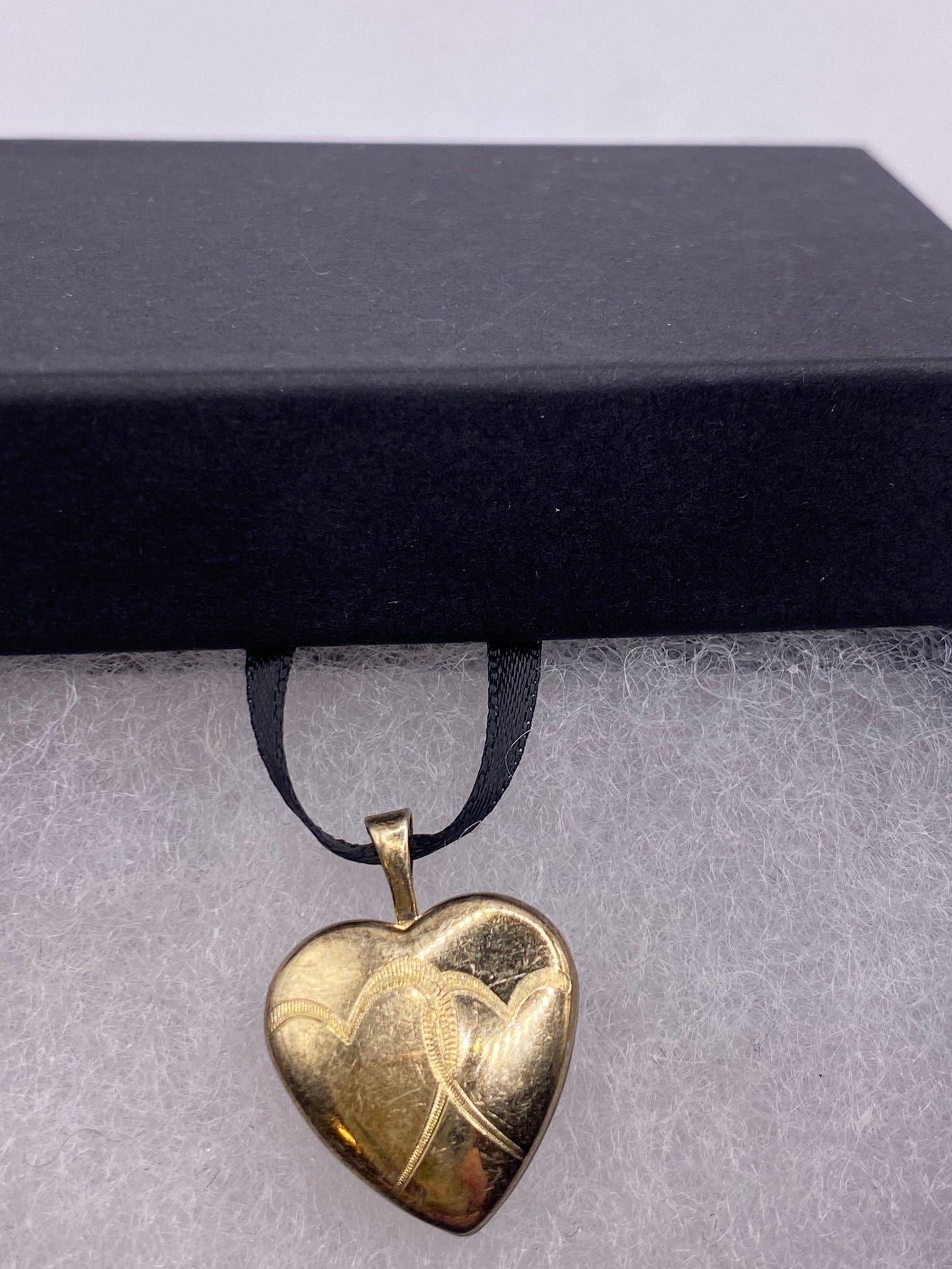 Vintage Heart Flower Locket Choker Gold Filled Necklace