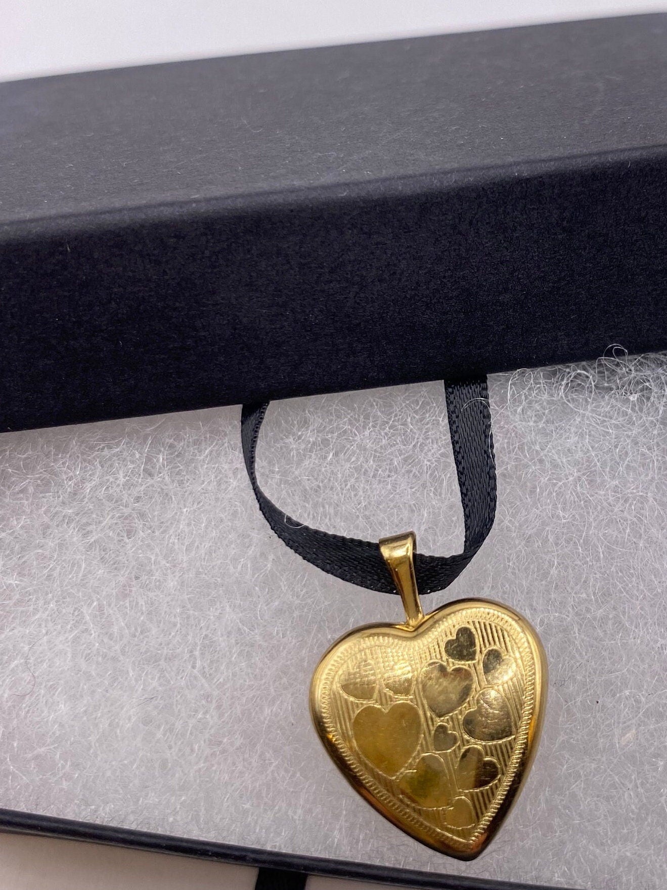 Vintage Heart Flower Locket Choker Gold Filled Necklace