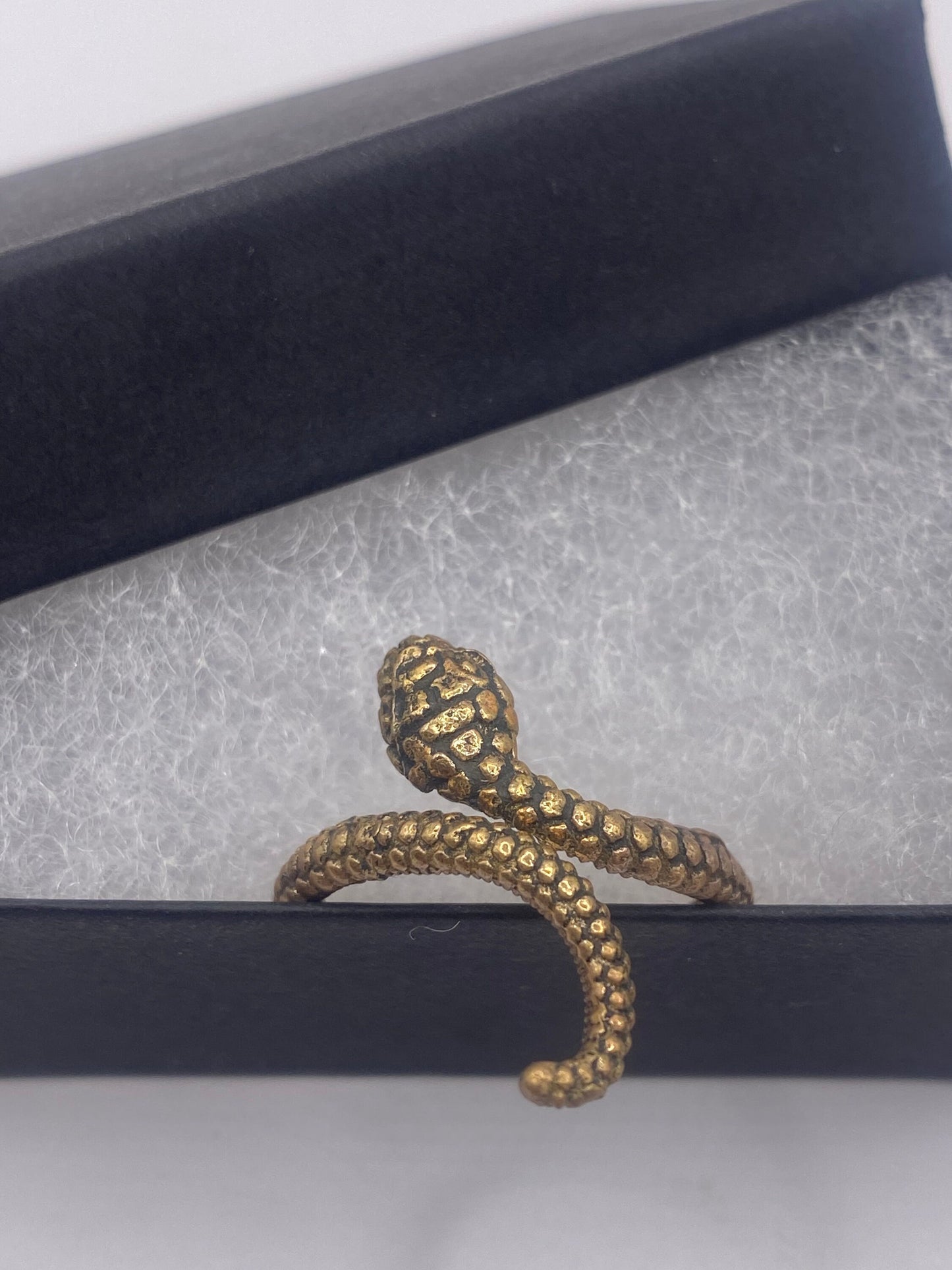 Vintage Gothic Golden Bronze Snake Mens Ring