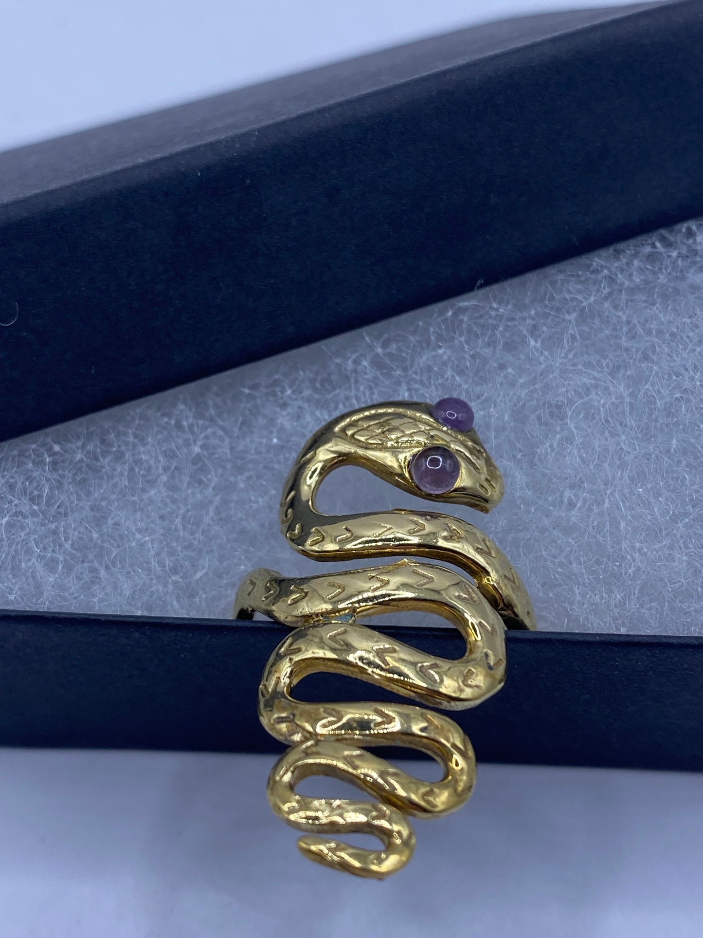 Vintage Gothic Golden Bronze Snake Serpent Ring
