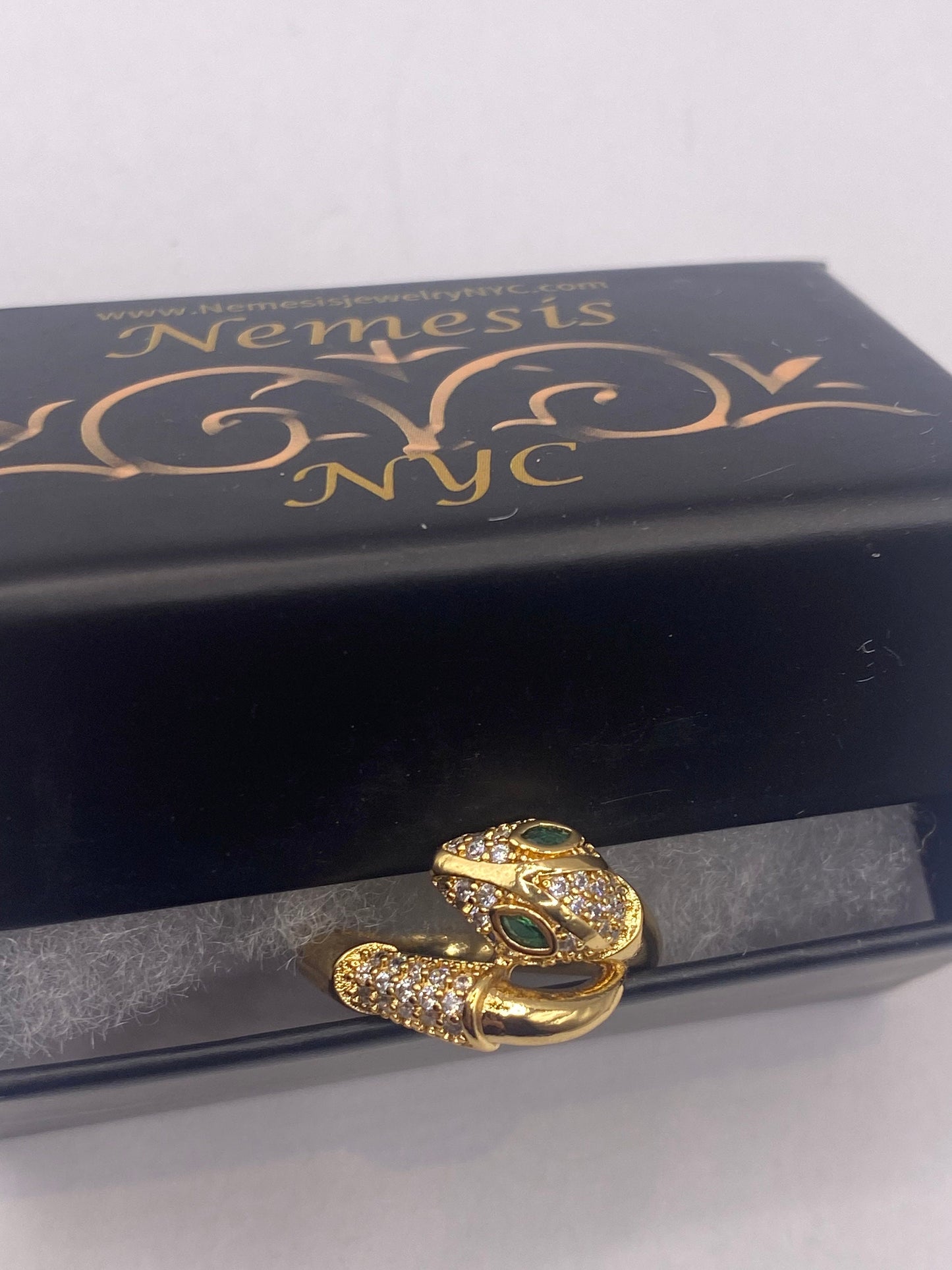 Vintage Snake Ring Gold Filled Crystal Cocktail Ring