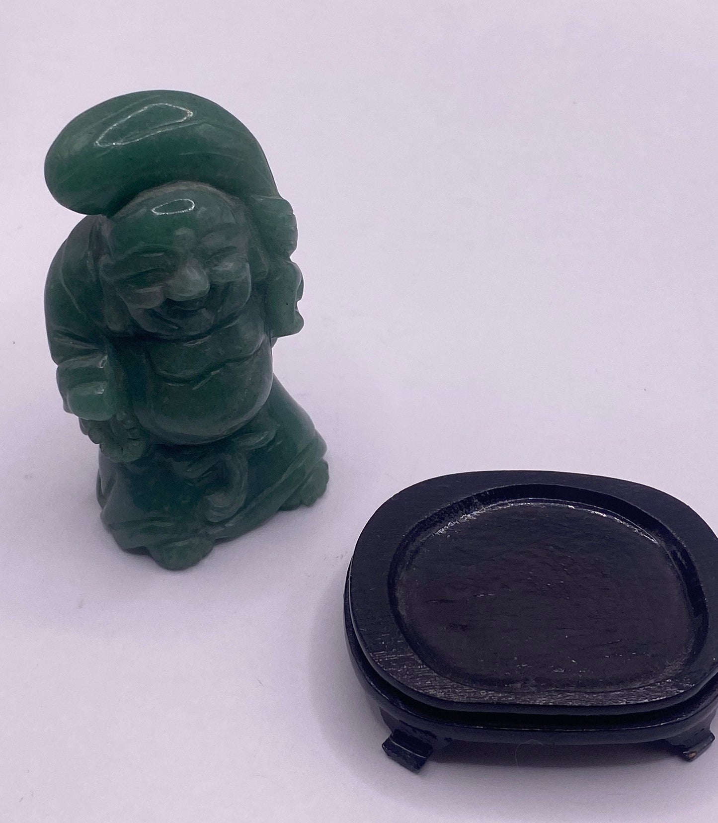 Vintage Green Jade Fortune Buddha Figurine Statue