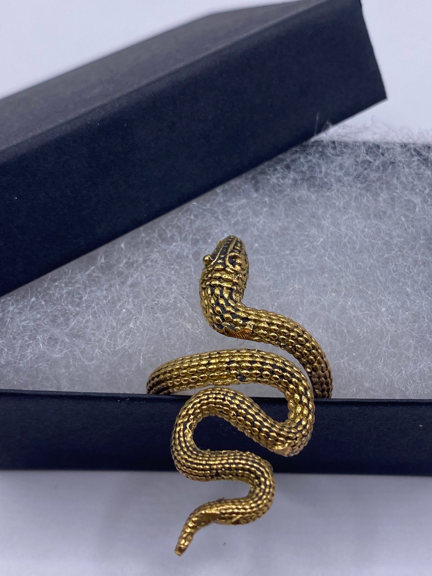 Vintage Gothic Golden Bronze Snake Serpent Ring