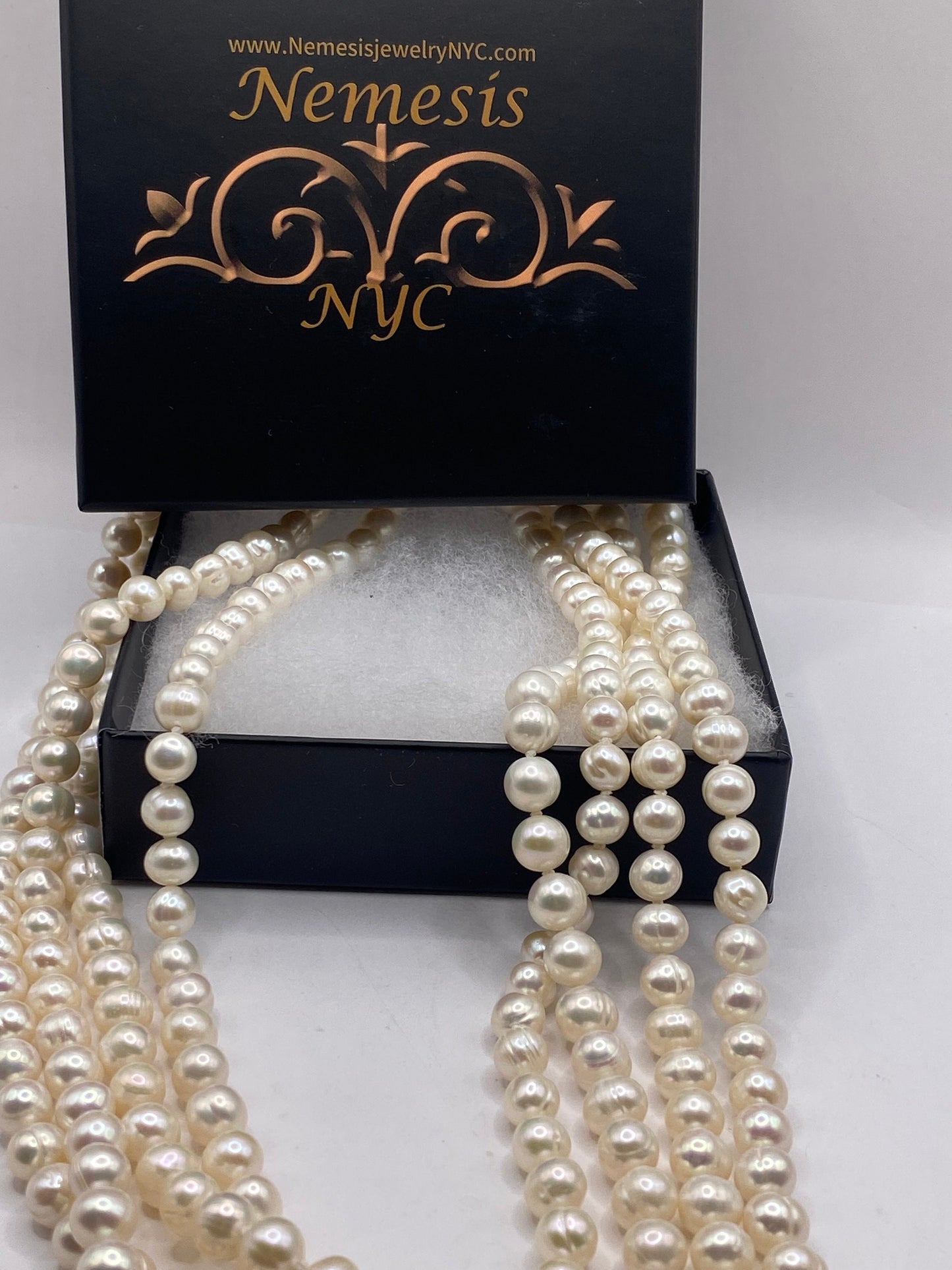 Vintage Hand Knotted Cream Pearl 80 inch Jumprope Necklace