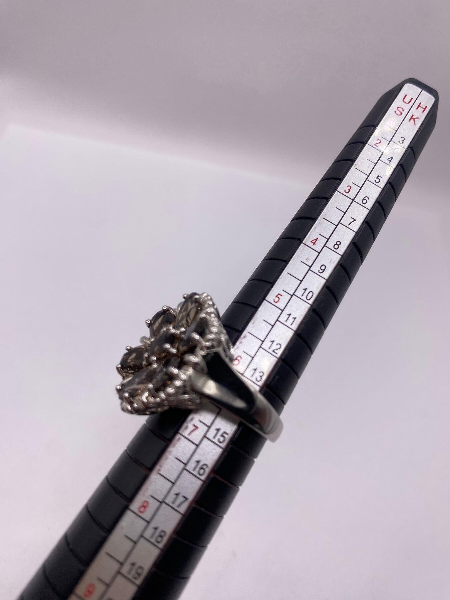 Vintage Smoky Topaz Ring 925 Sterling Silver