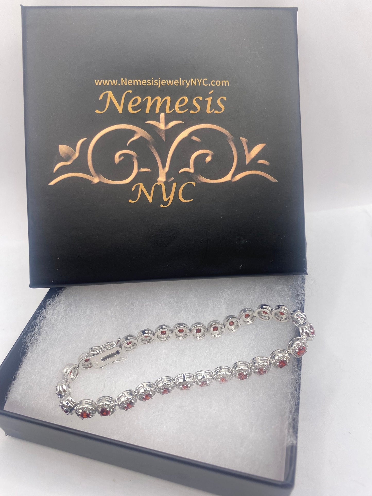 Vintage Bohemian Red Garnet Bracelet 925 Sterling Silver