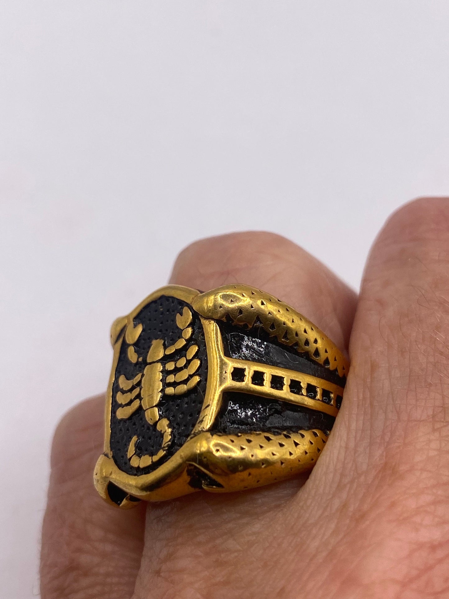 Vintage Golden Stainless Steel Gothic Scorpion Mens Ring