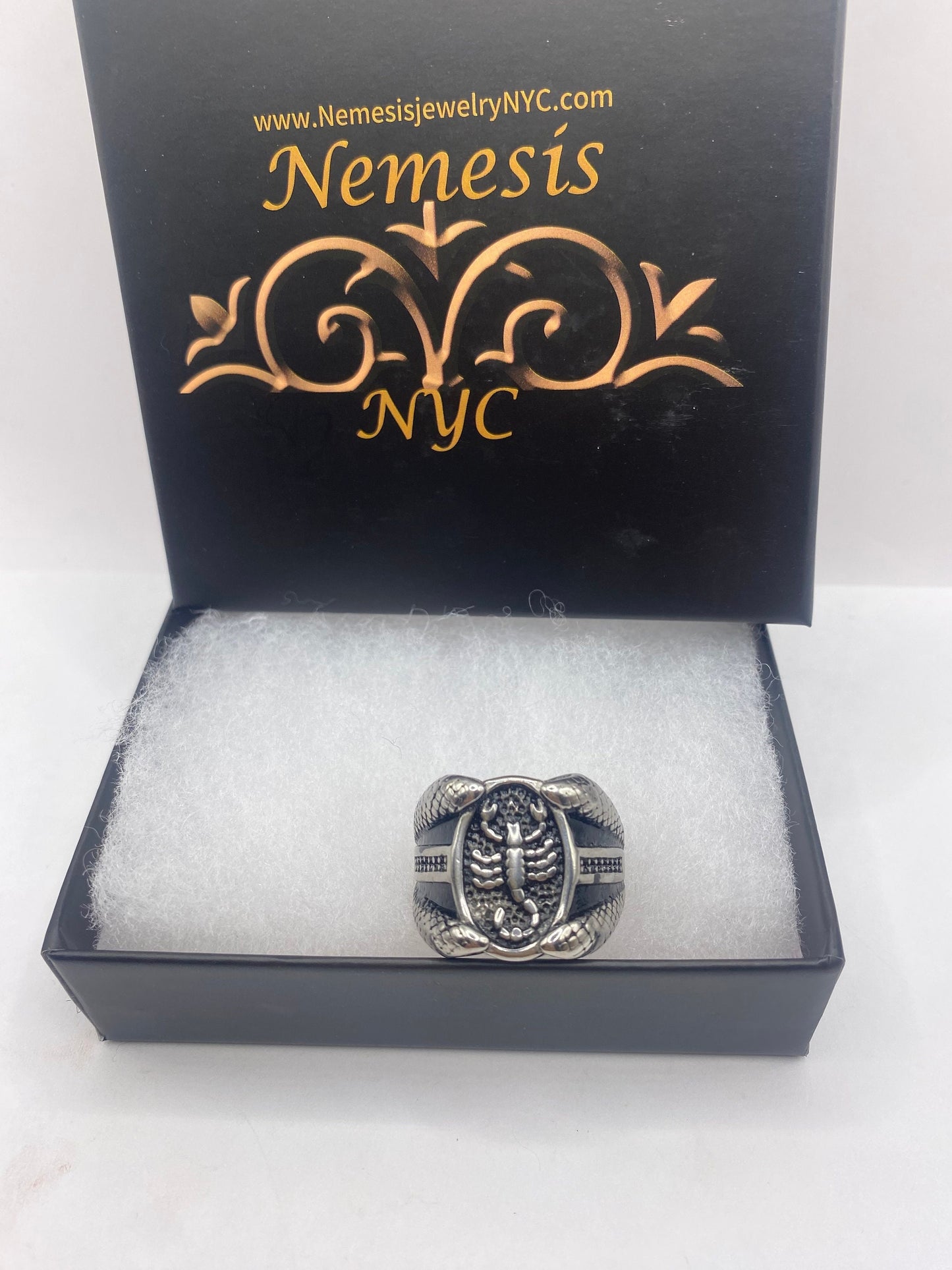 Vintage Silver Stainless Steel Gothic Scorpion Mens Ring