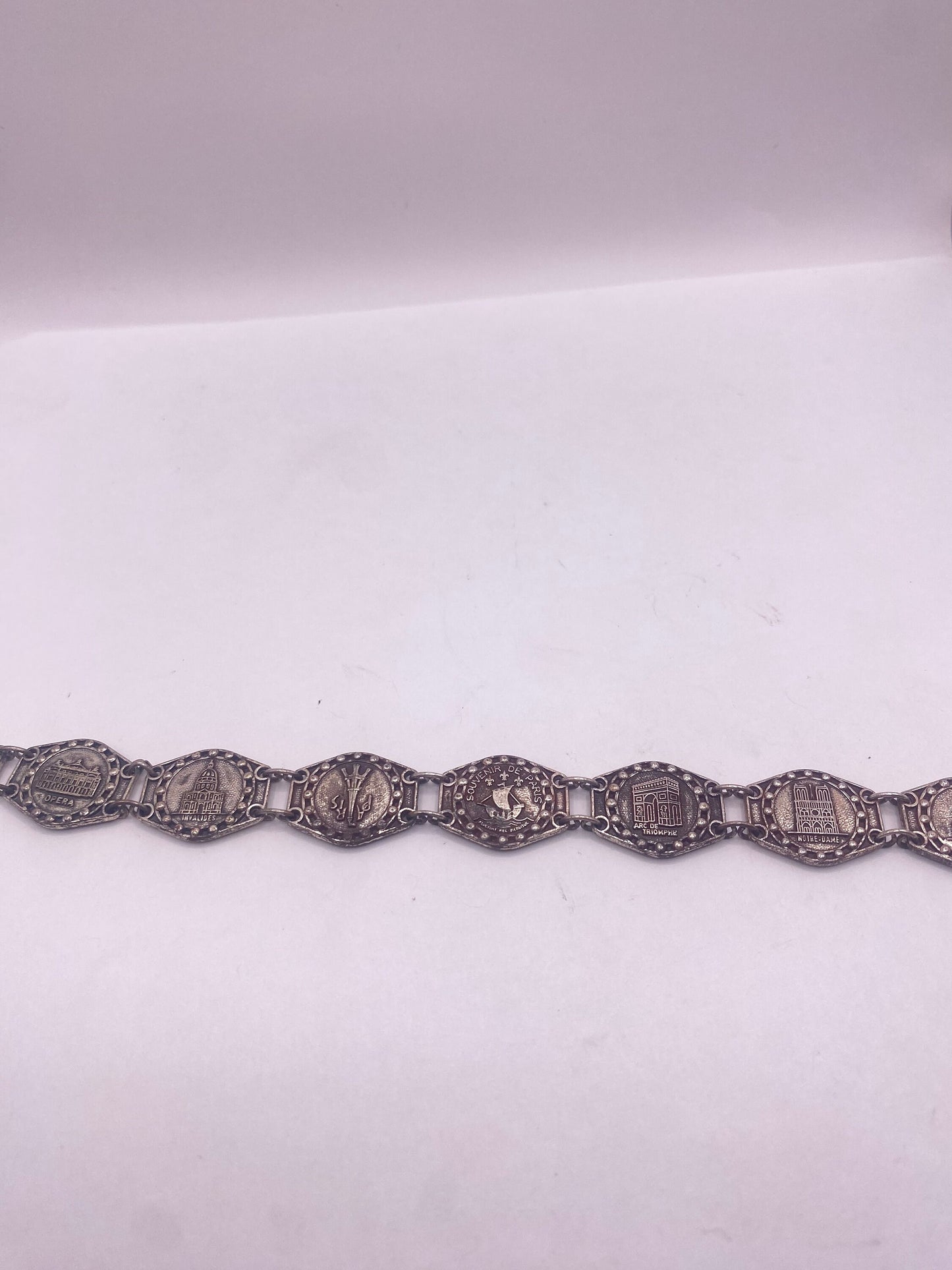 Vintage 925 Sterling Silver City Link Charm Bracelet