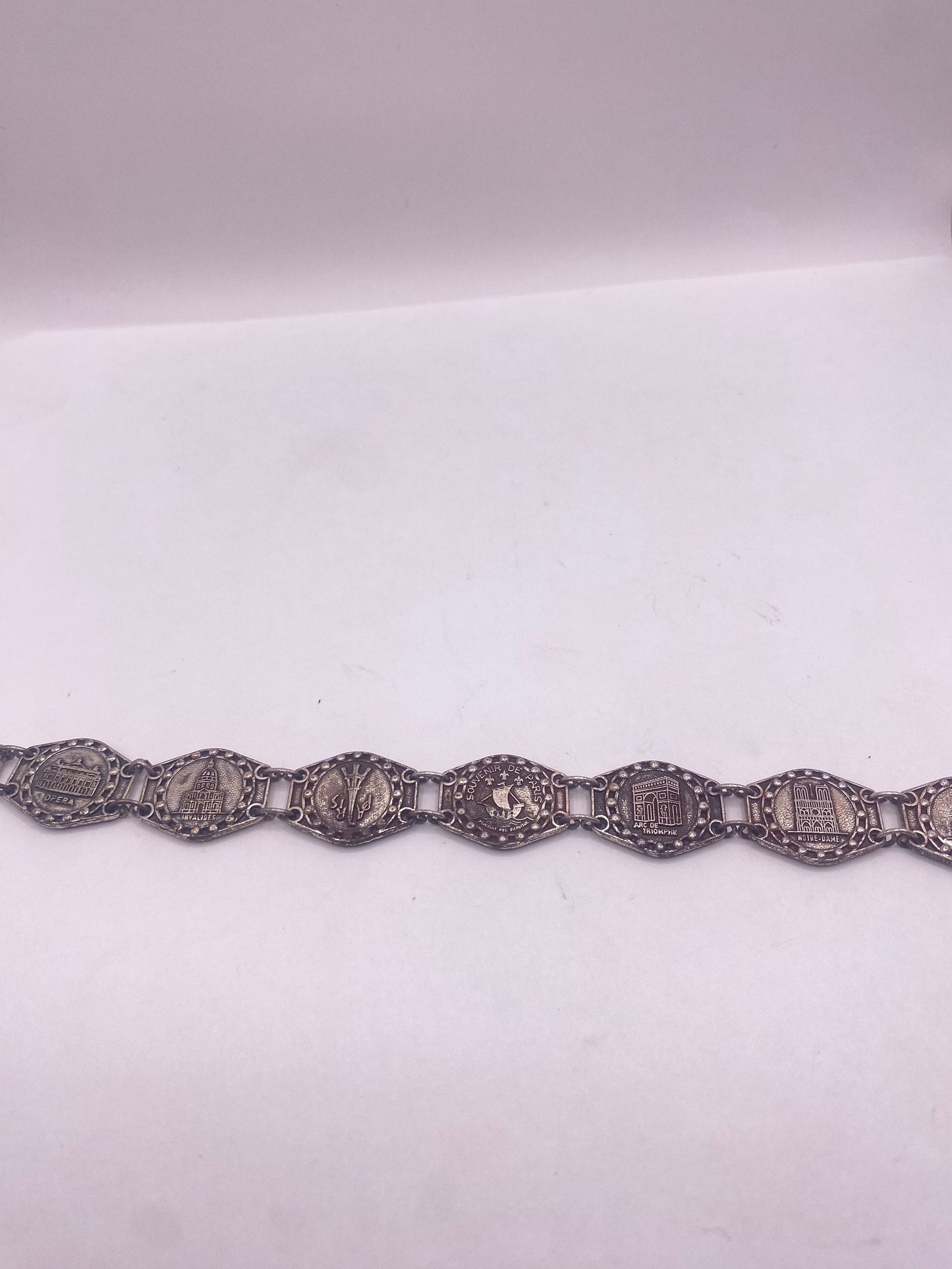 Vintage 925 Sterling Silver City Link Charm Bracelet