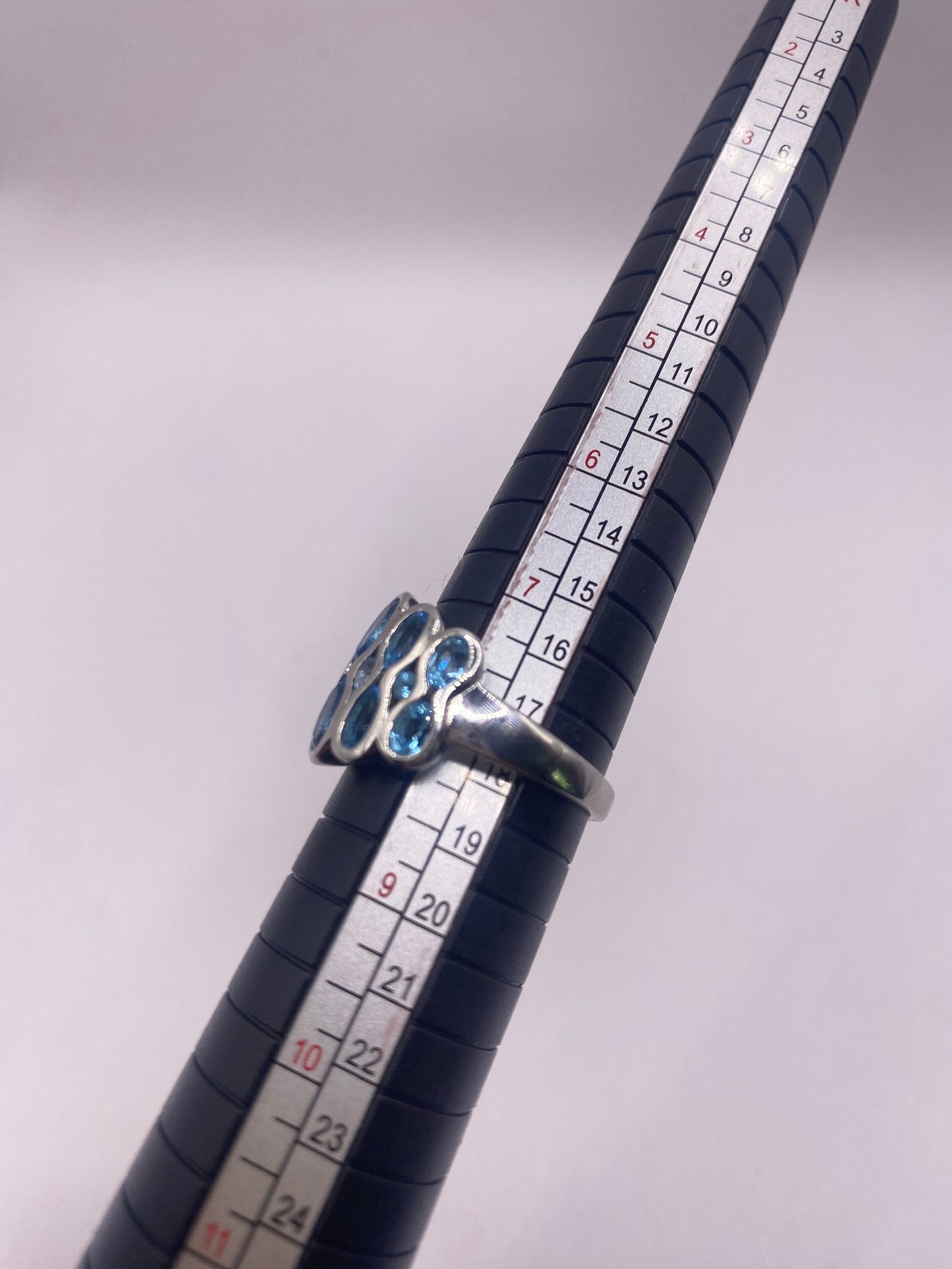 Vintage Genuine Blue Topaz 925 Sterling Silver Cocktail Ring
