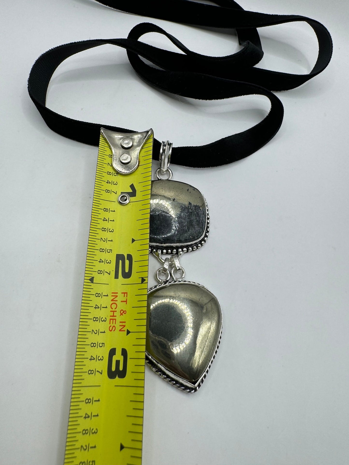 Vintage Silver Genuine Pyrite druzy Dangle Pendant Necklace