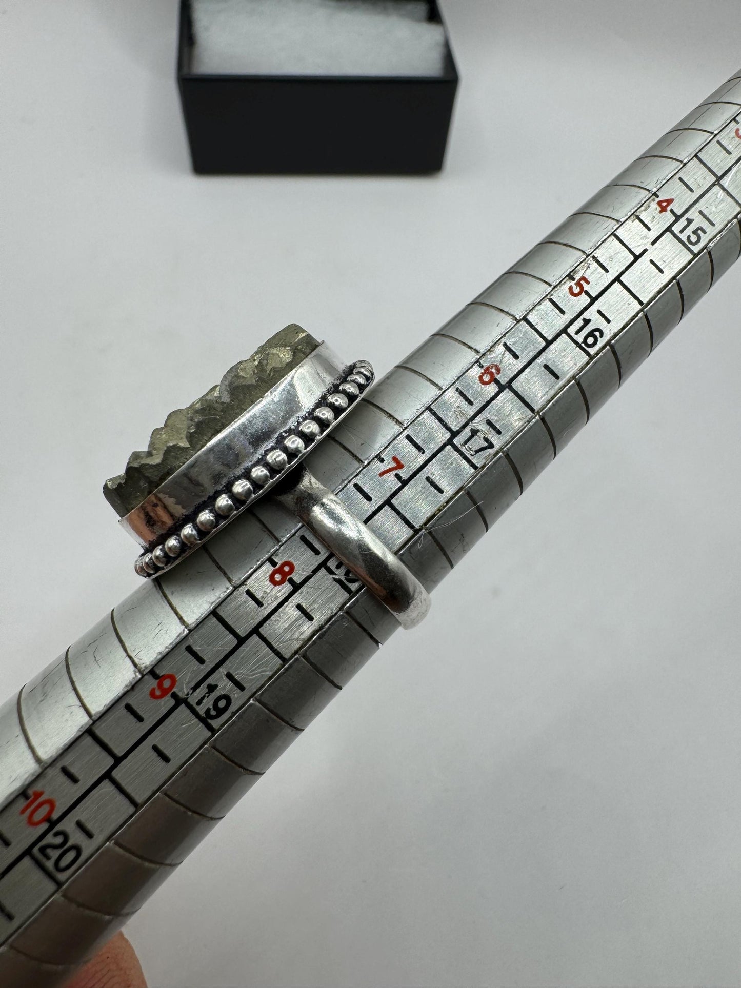 Vintage Gold Pyrite Silver Cocktail Ring Size 7.5