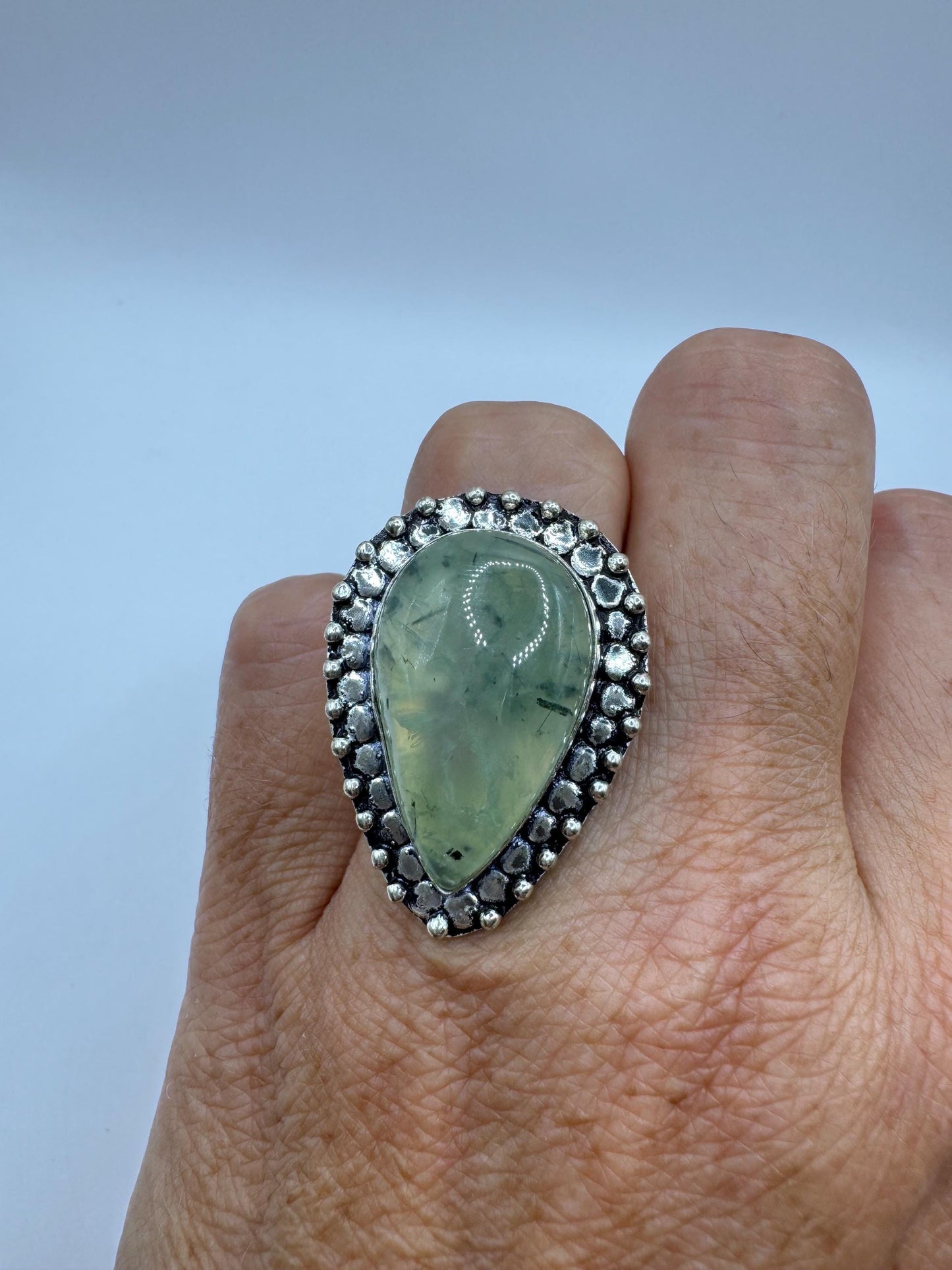 Vintage Green Moss Agate Cocktail Ring