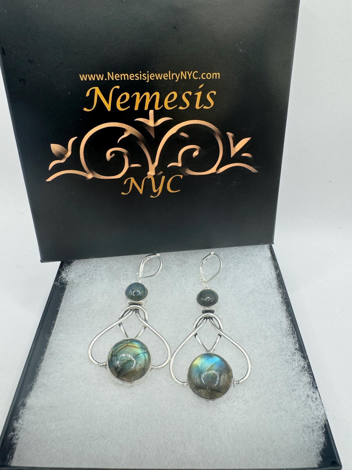 Vintage labradorite silver dangle earrings