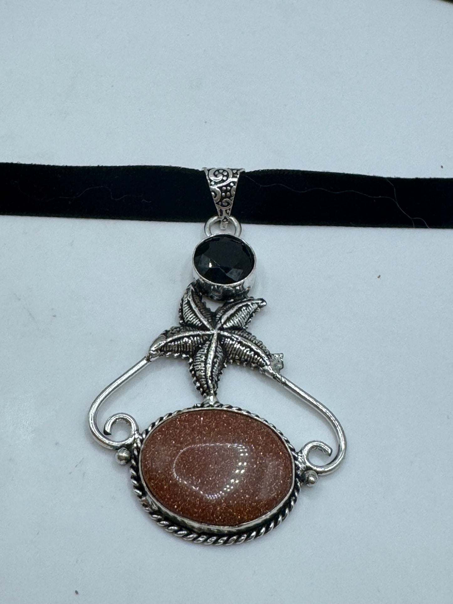 Vintage Golden Sandstone silver collar necklace choker