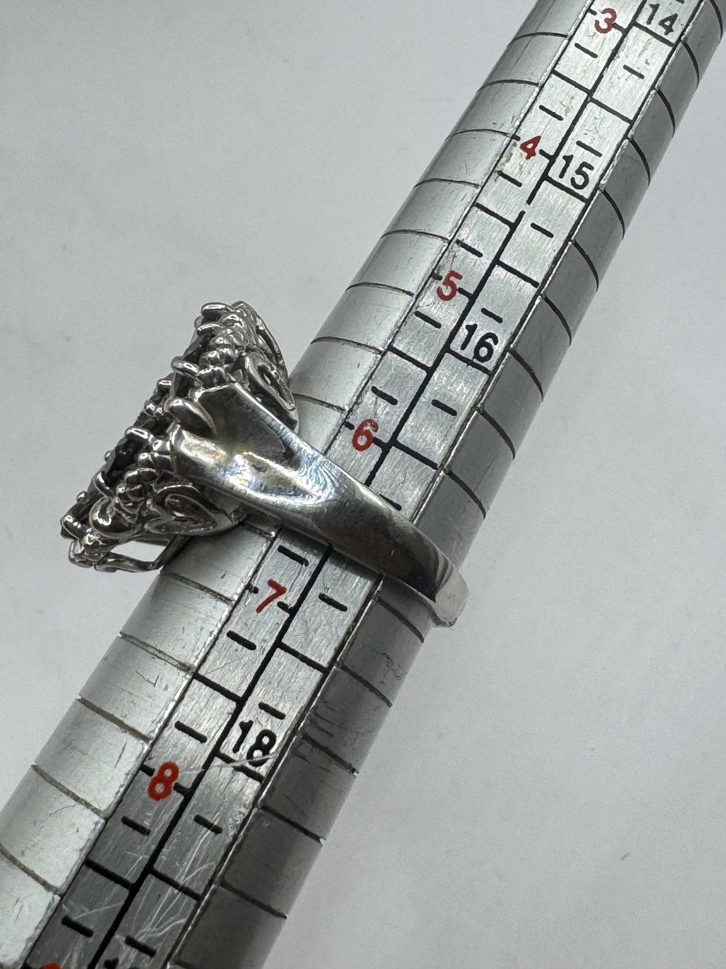 Vintage Genuine Smoky Topaz 925 Sterling Silver Flower Cocktail Ring