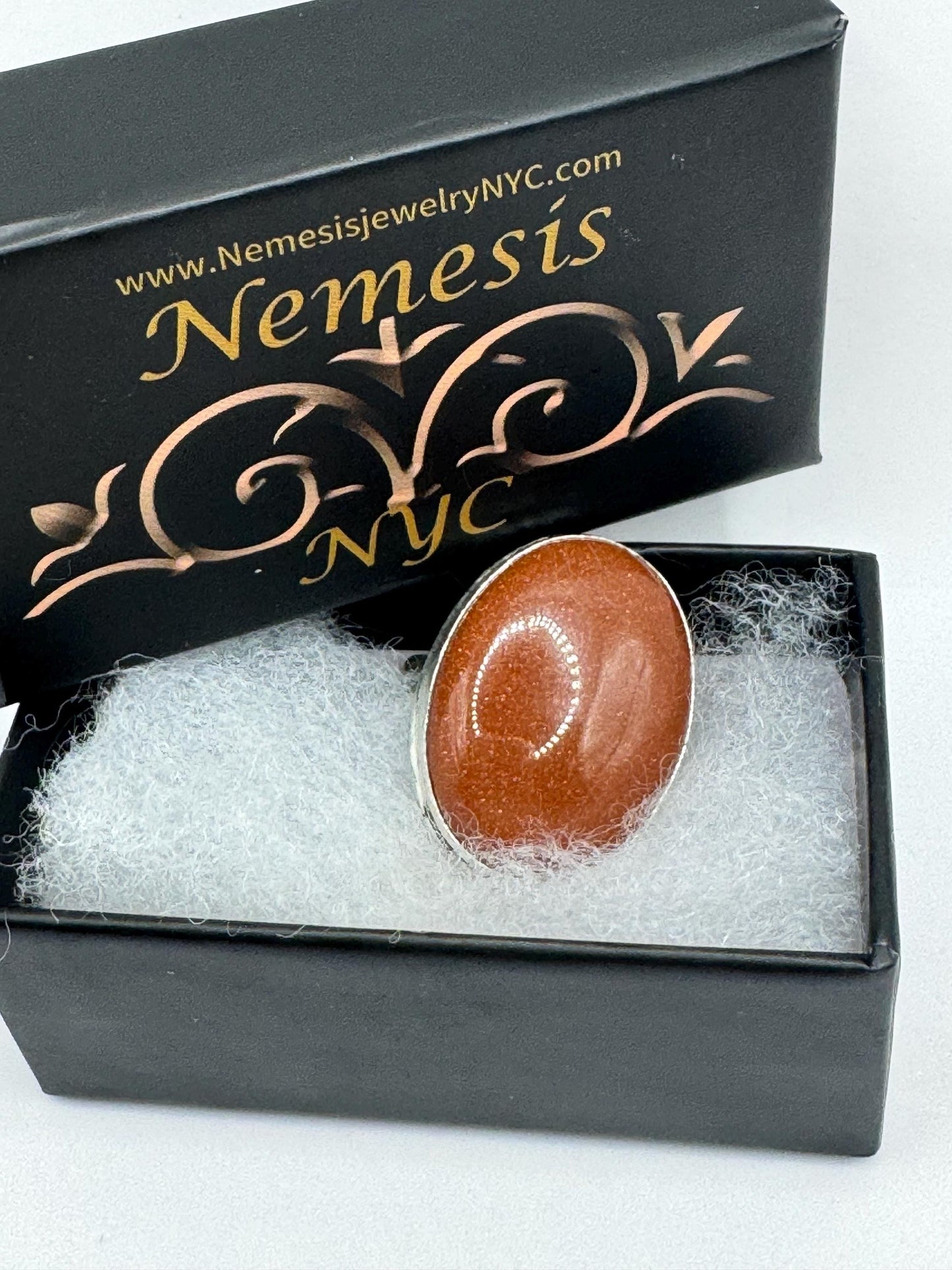 Vintage Handmade Boho Statement Gold Sandstone Silver Ring 9