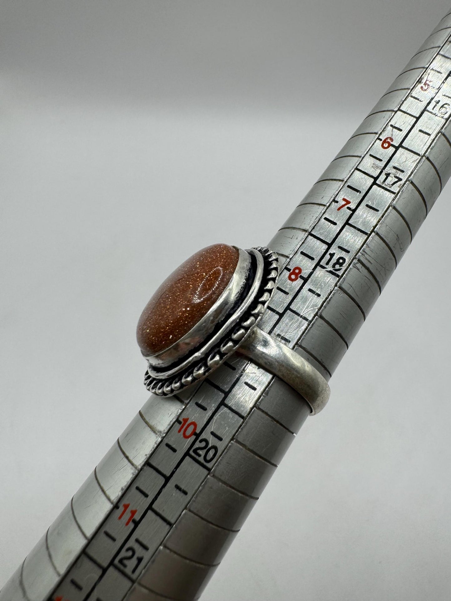 Vintage Handmade Boho Statement Gold Sandstone Silver Ring 9