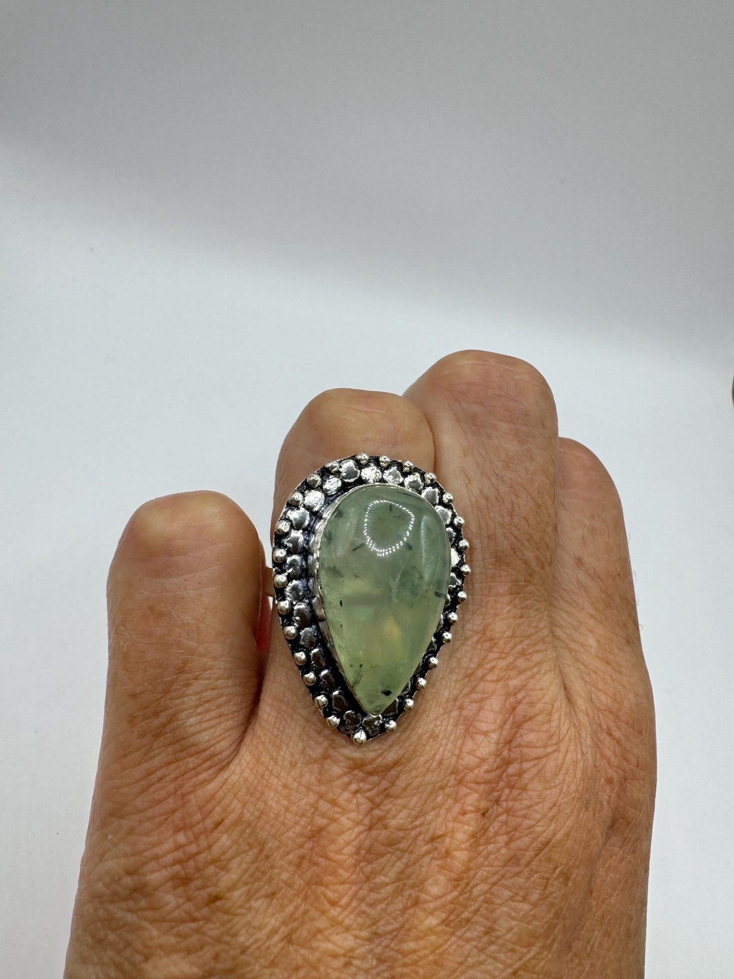 Vintage Green Moss Agate Cocktail Ring
