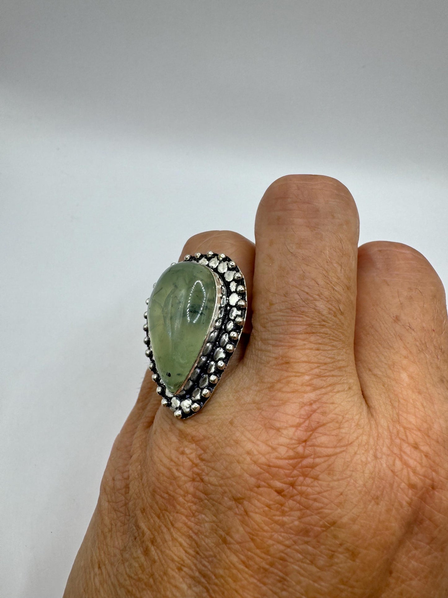 Vintage Green Moss Agate Cocktail Ring