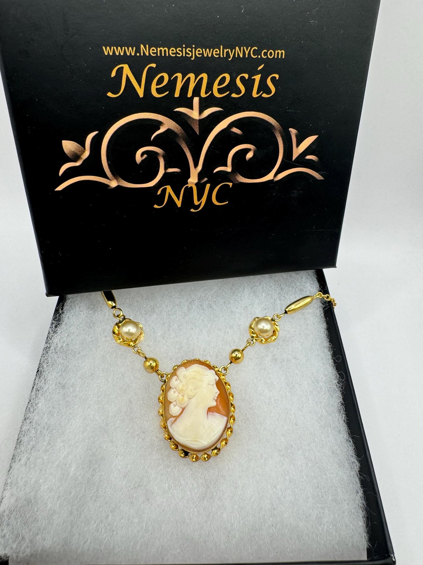 Vintage Shell Cameo Rose and Yellow Gold Filled Necklace Choker