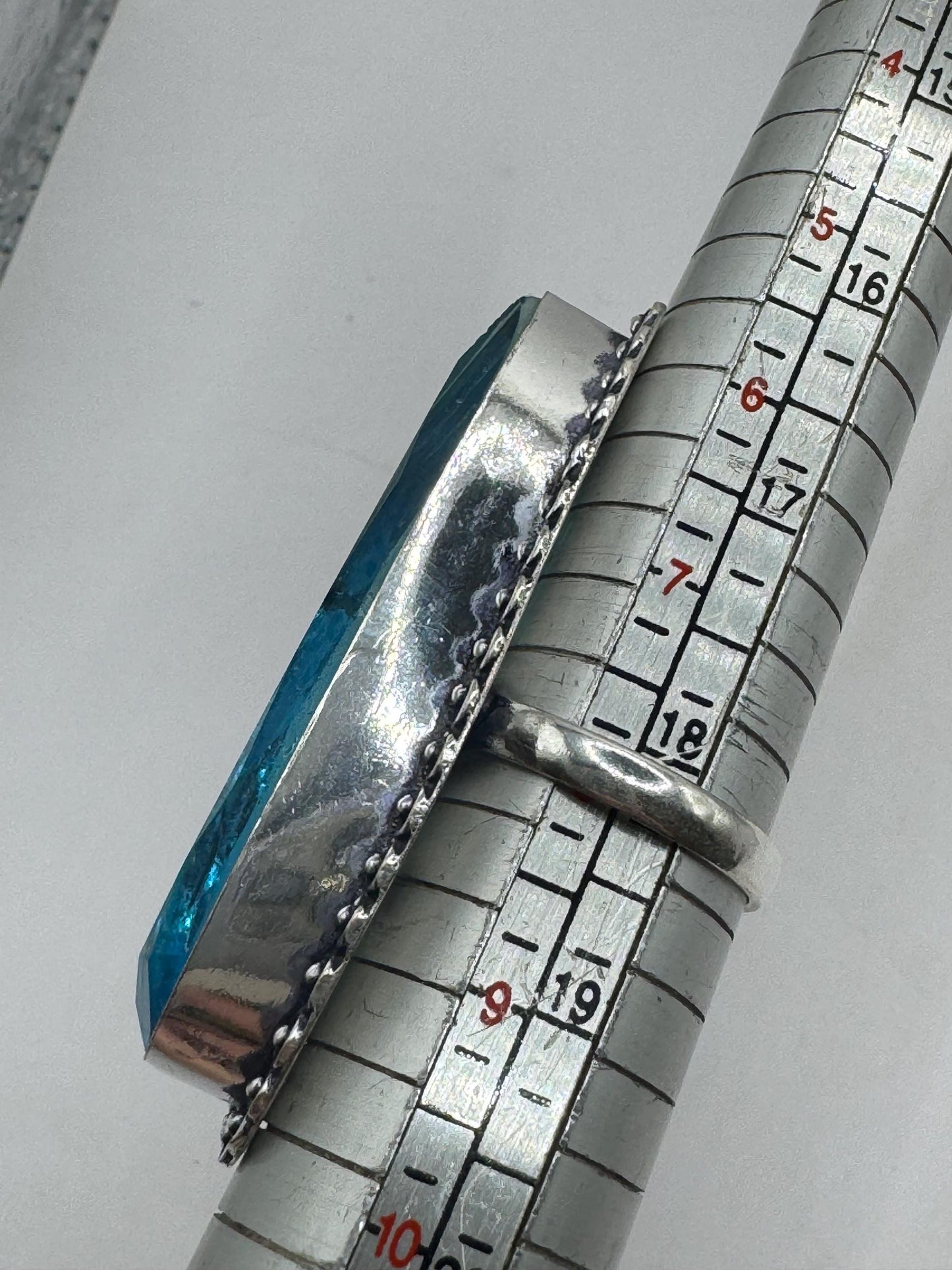 Vintage Aqua Blue Volcanic Art Glass Ring