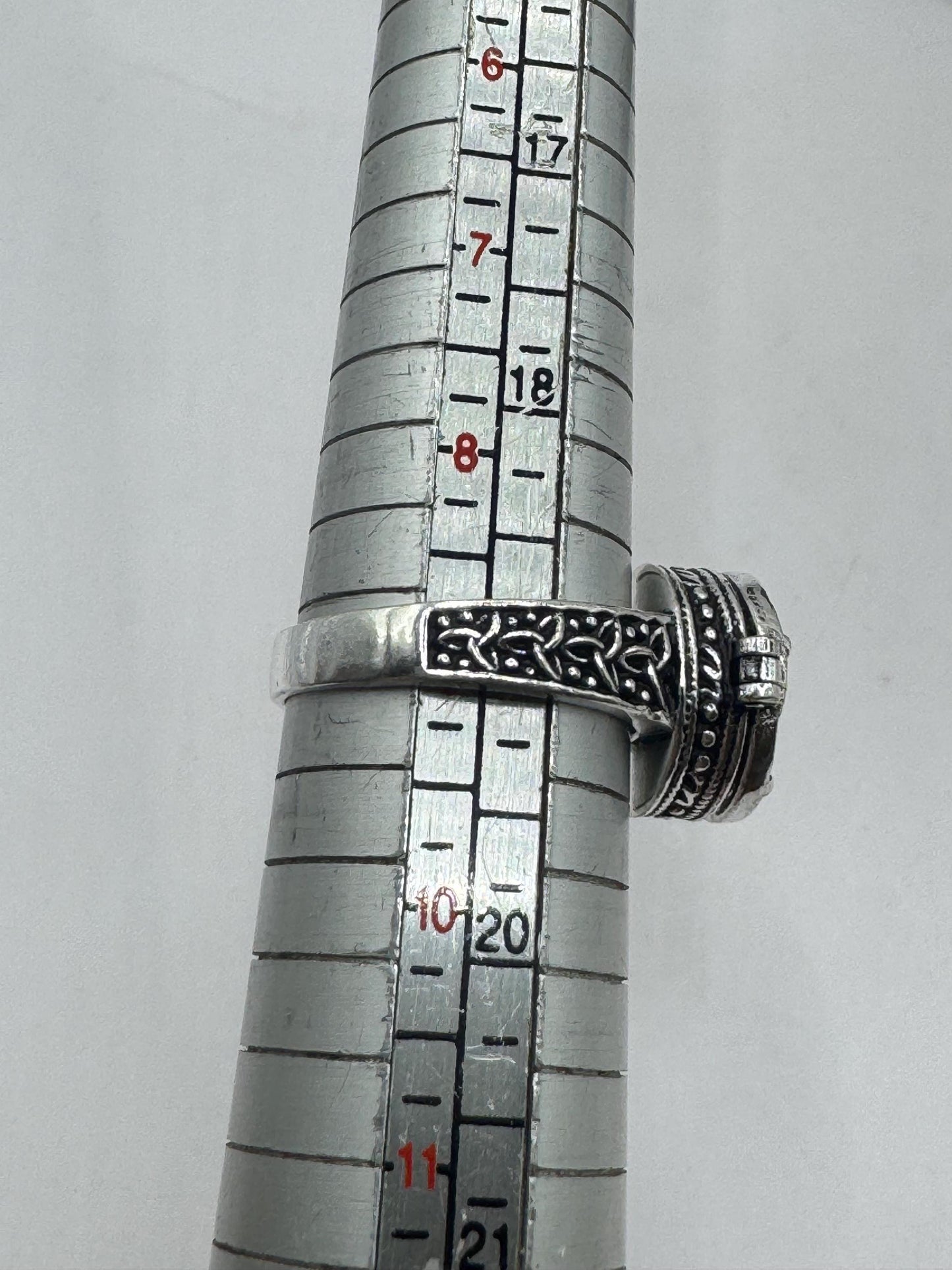 Vintage Wiccan Pentagram Star White Bronze Poison Pillbox Ring