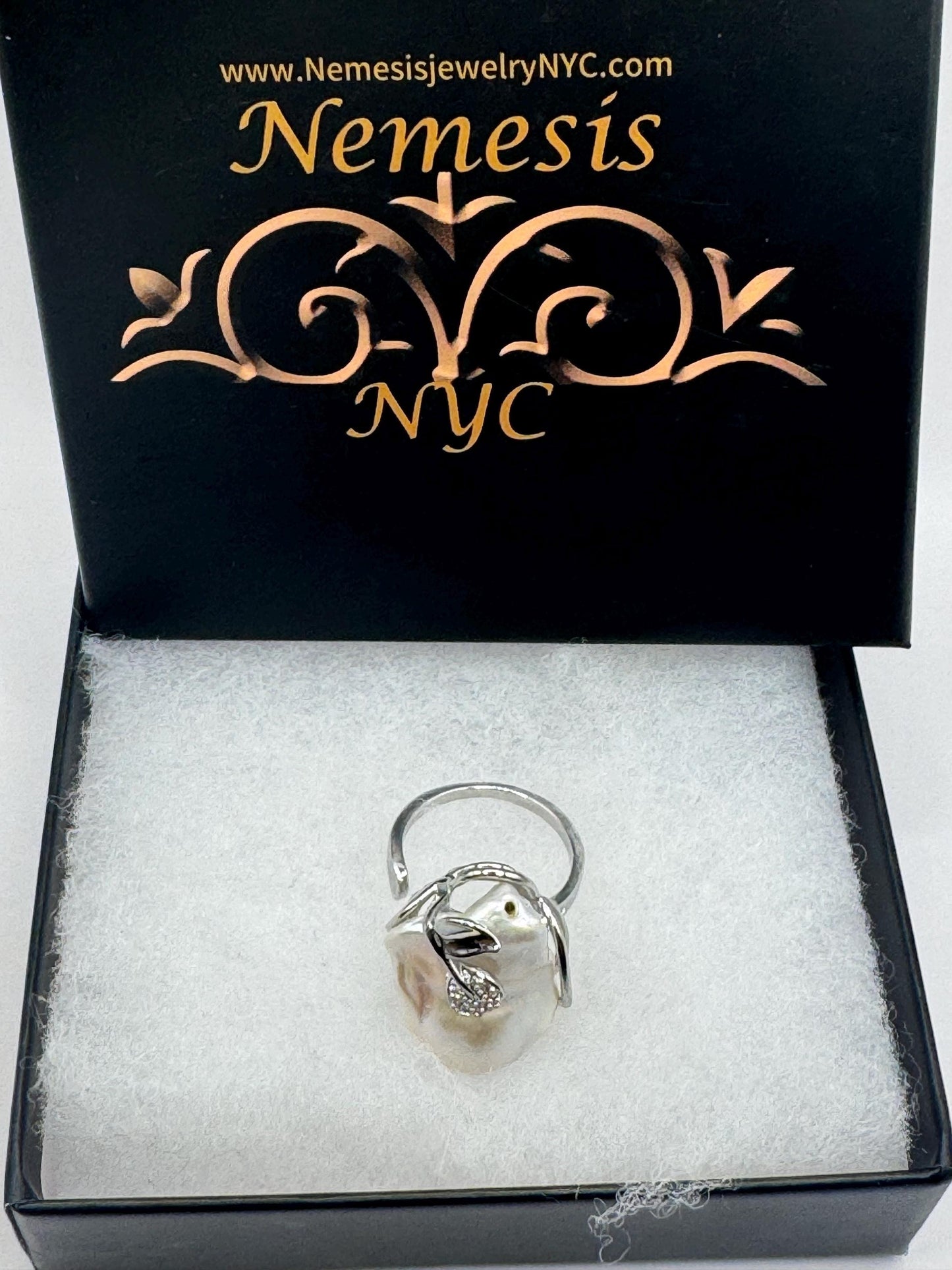 Vintage Biwa Pearl Ring 925 Sterling Silver Cocktail Statement Adjustable