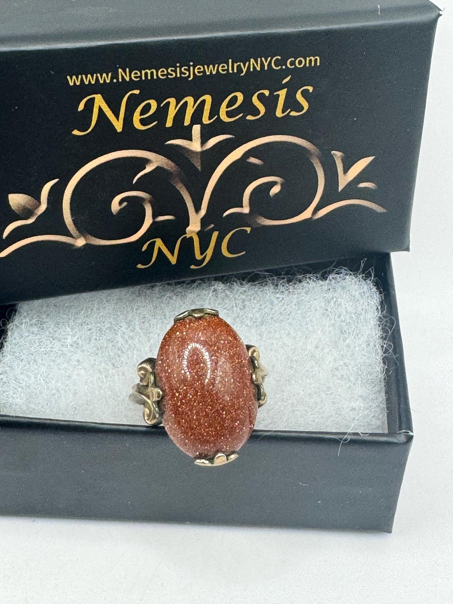 Vintage Goldstone Gold Sandstone Cocktail Ring
