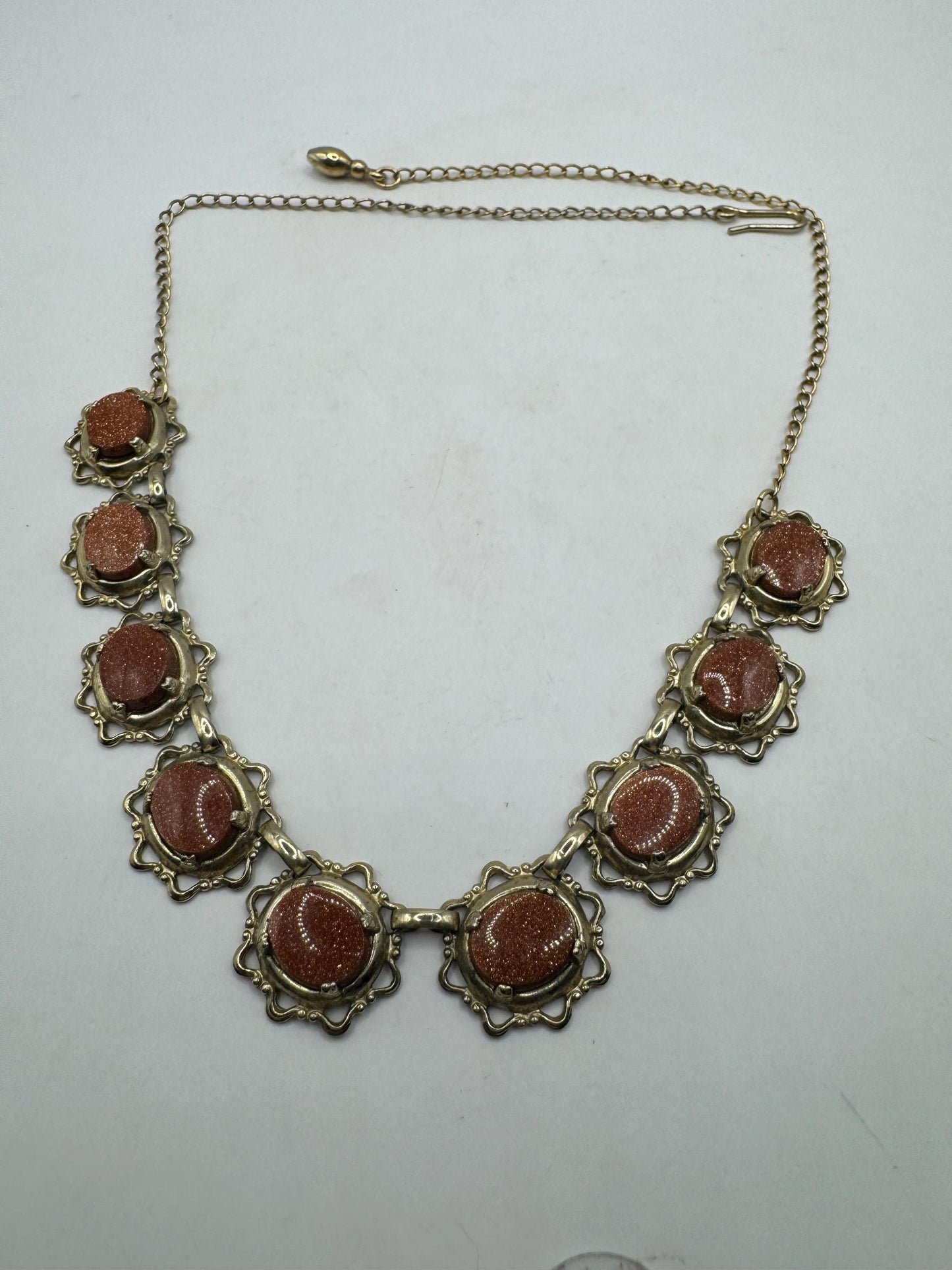 Vintage Goldstone Choker Gold Filled Necklace