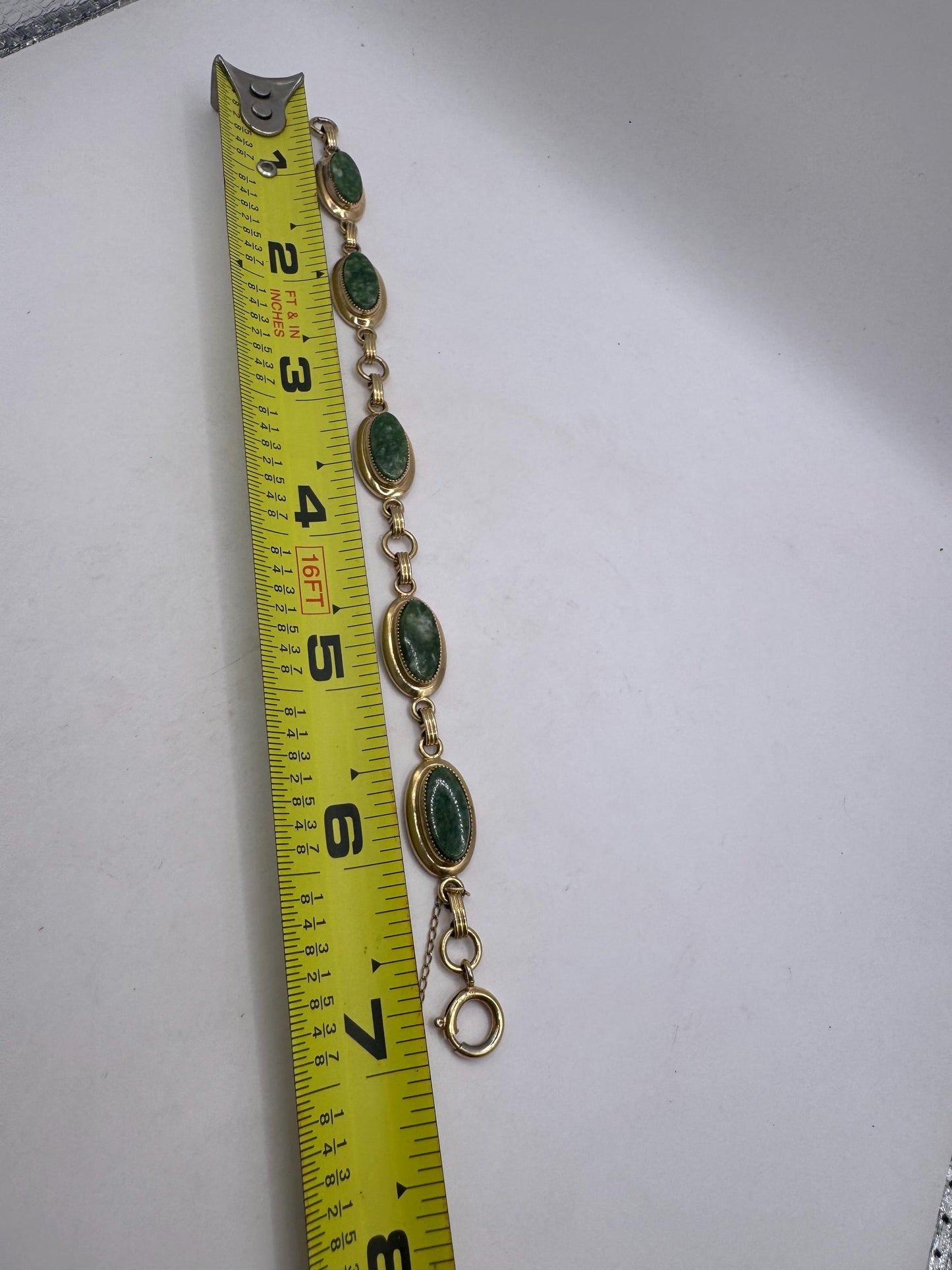 Vintage Green Jade Bracelet Gold filled