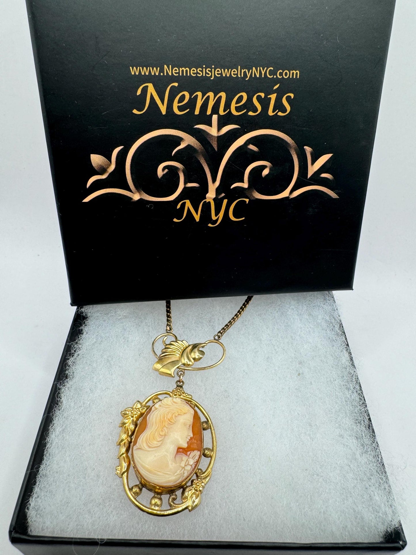 Vintage Shell Cameo Rose and Yellow Gold Filled Necklace Choker