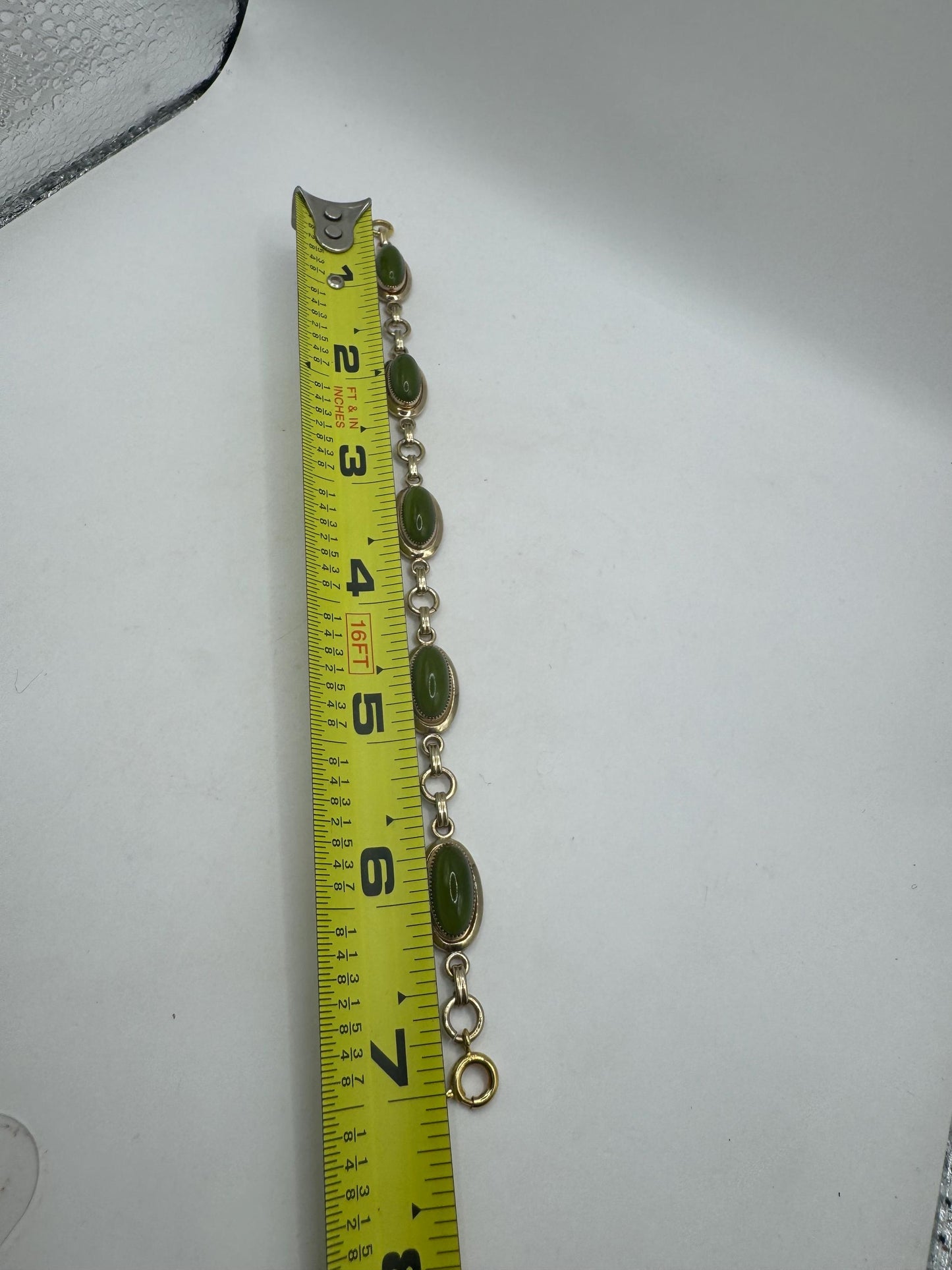 Vintage Green Jade Bracelet Gold filled