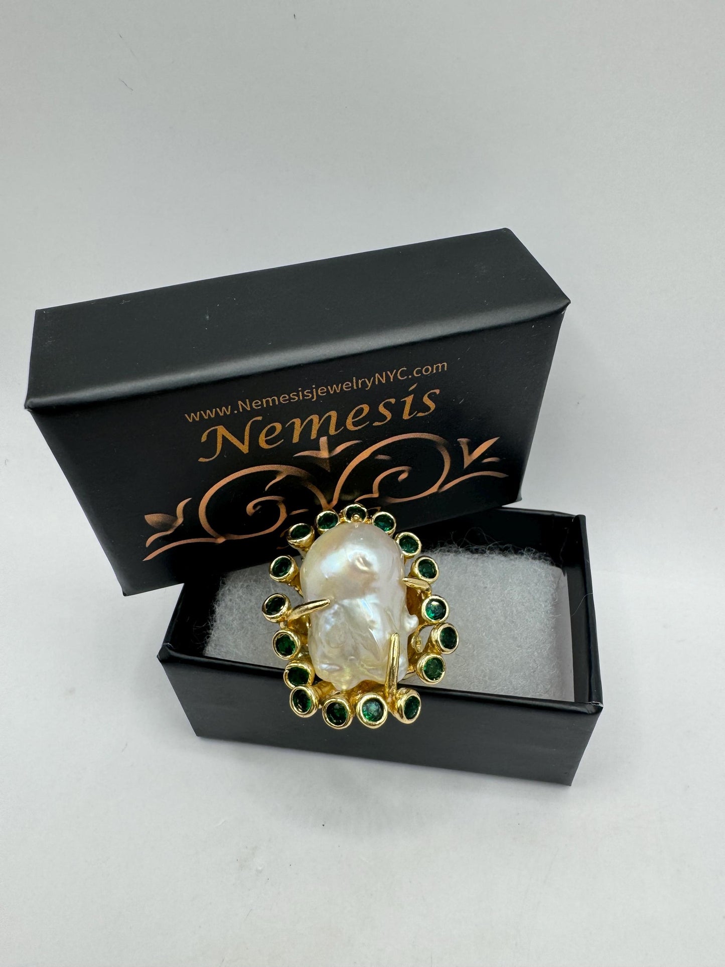 Vintage Biwa Pearl Ring Golden 925 Sterling Silver Cocktail Statement Adjustable